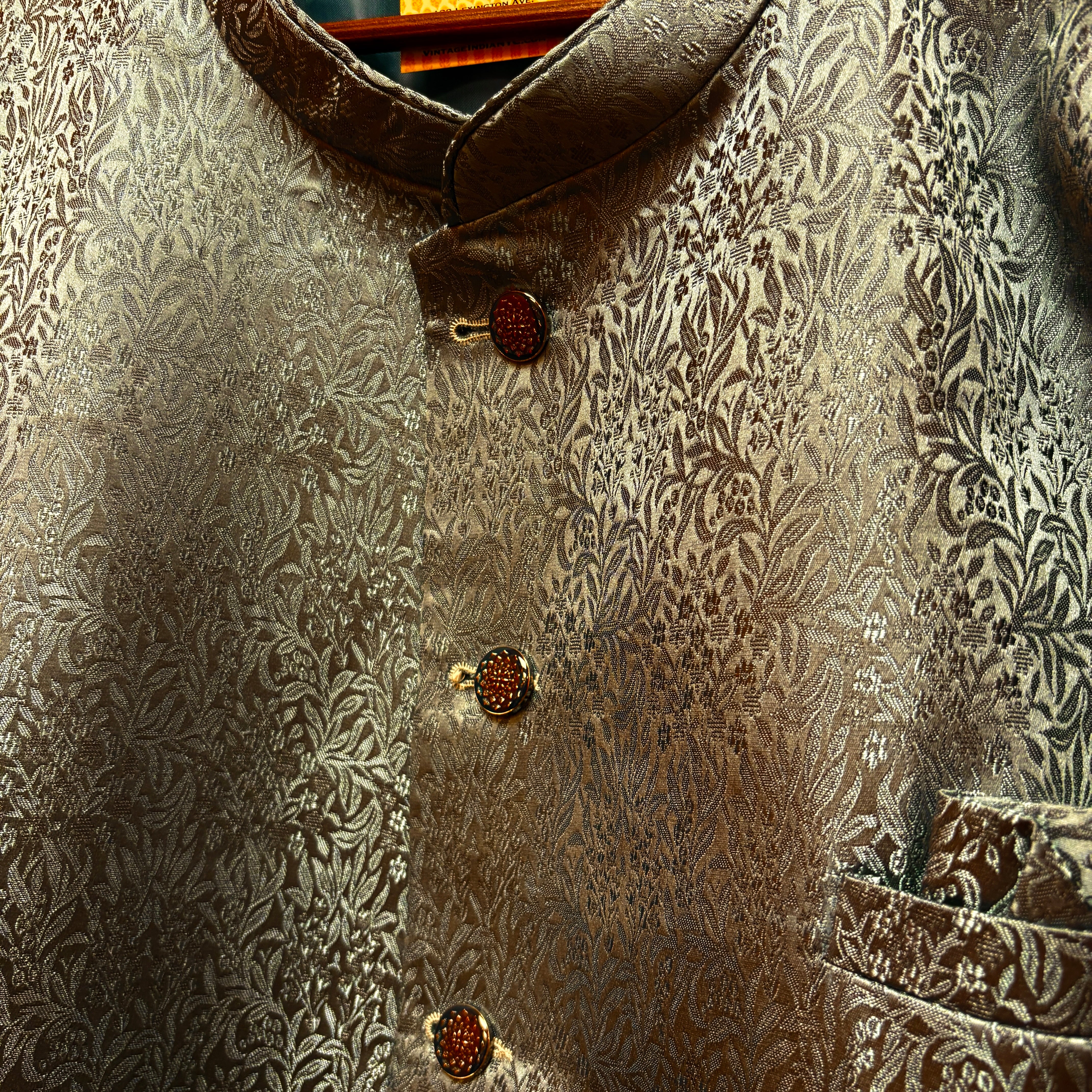 Muted Teal Leaf Sherwani