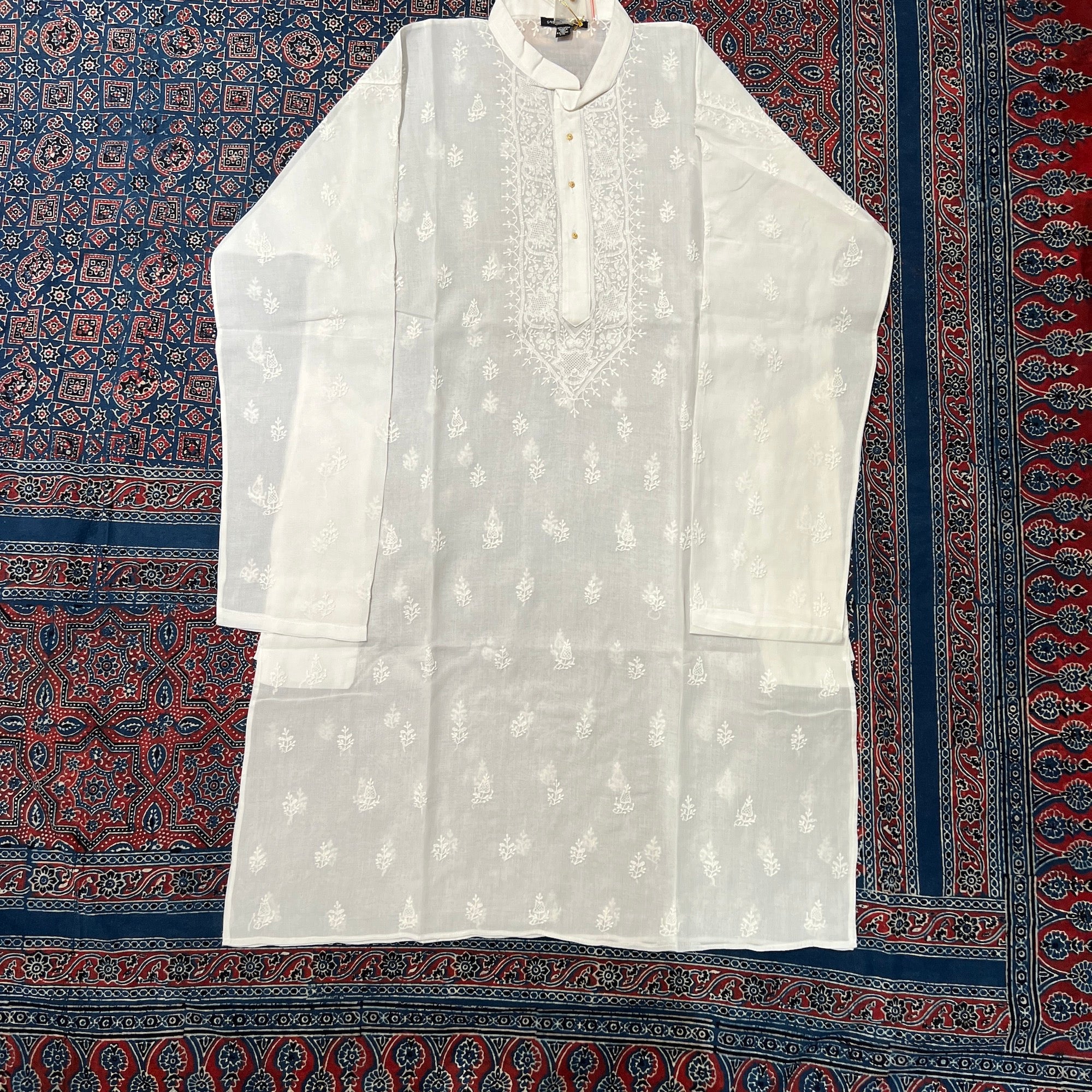 LH 1126-Hand Embroidered Wedding & Puja Kurtas - Vintage India NYC