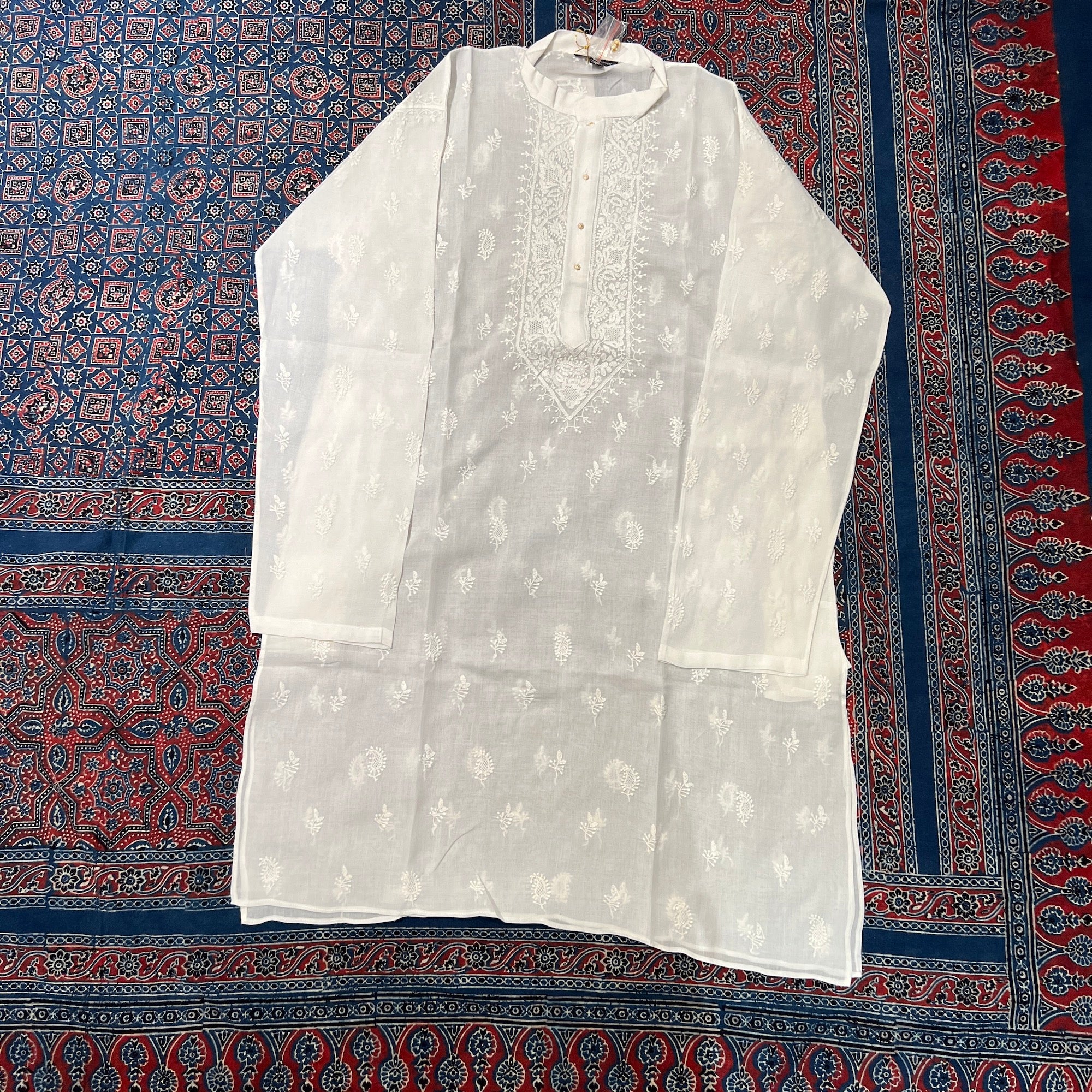 LH 1126-Hand Embroidered Wedding & Puja Kurtas - Vintage India NYC