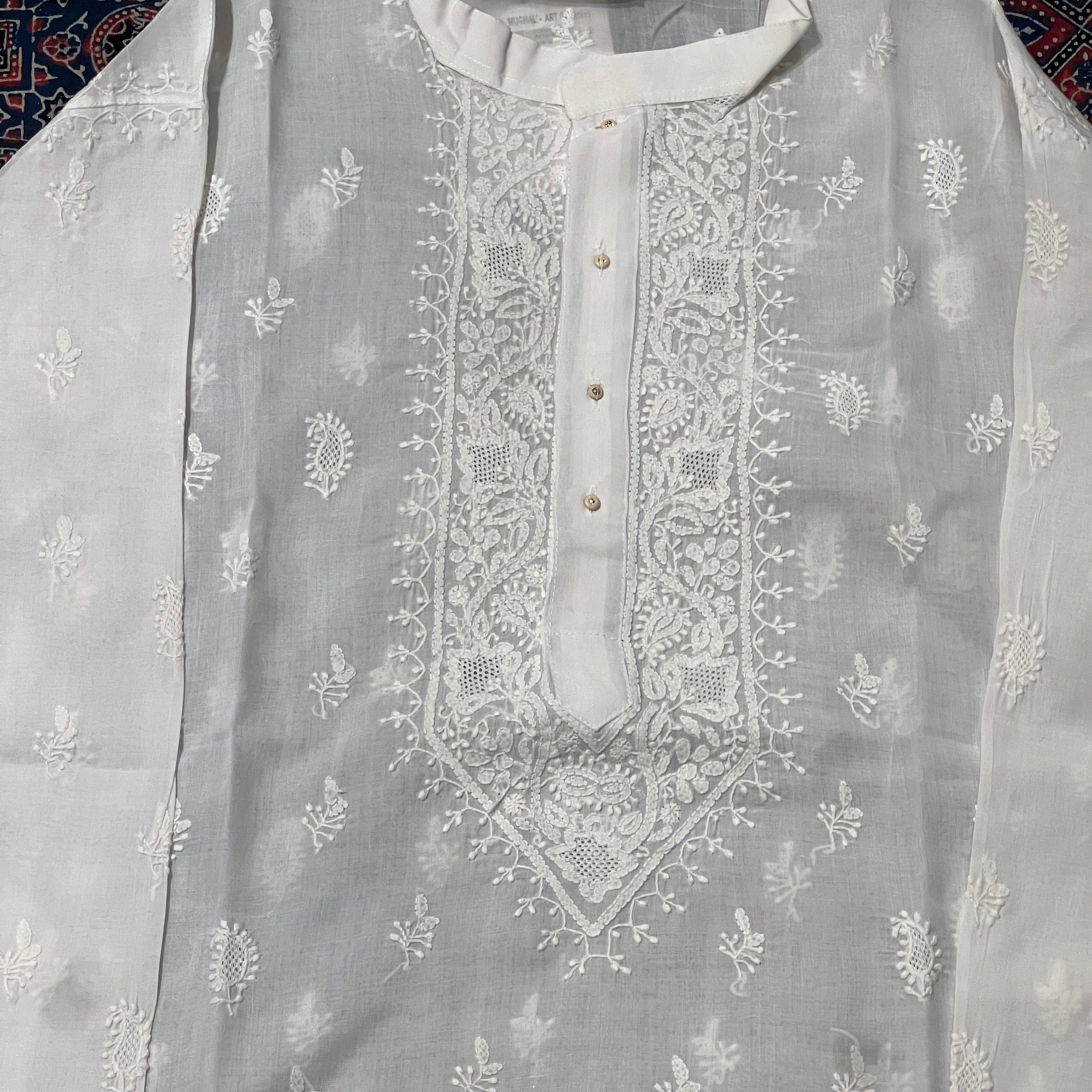 LH 1126-Hand Embroidered Wedding & Puja Kurtas - Vintage India NYC