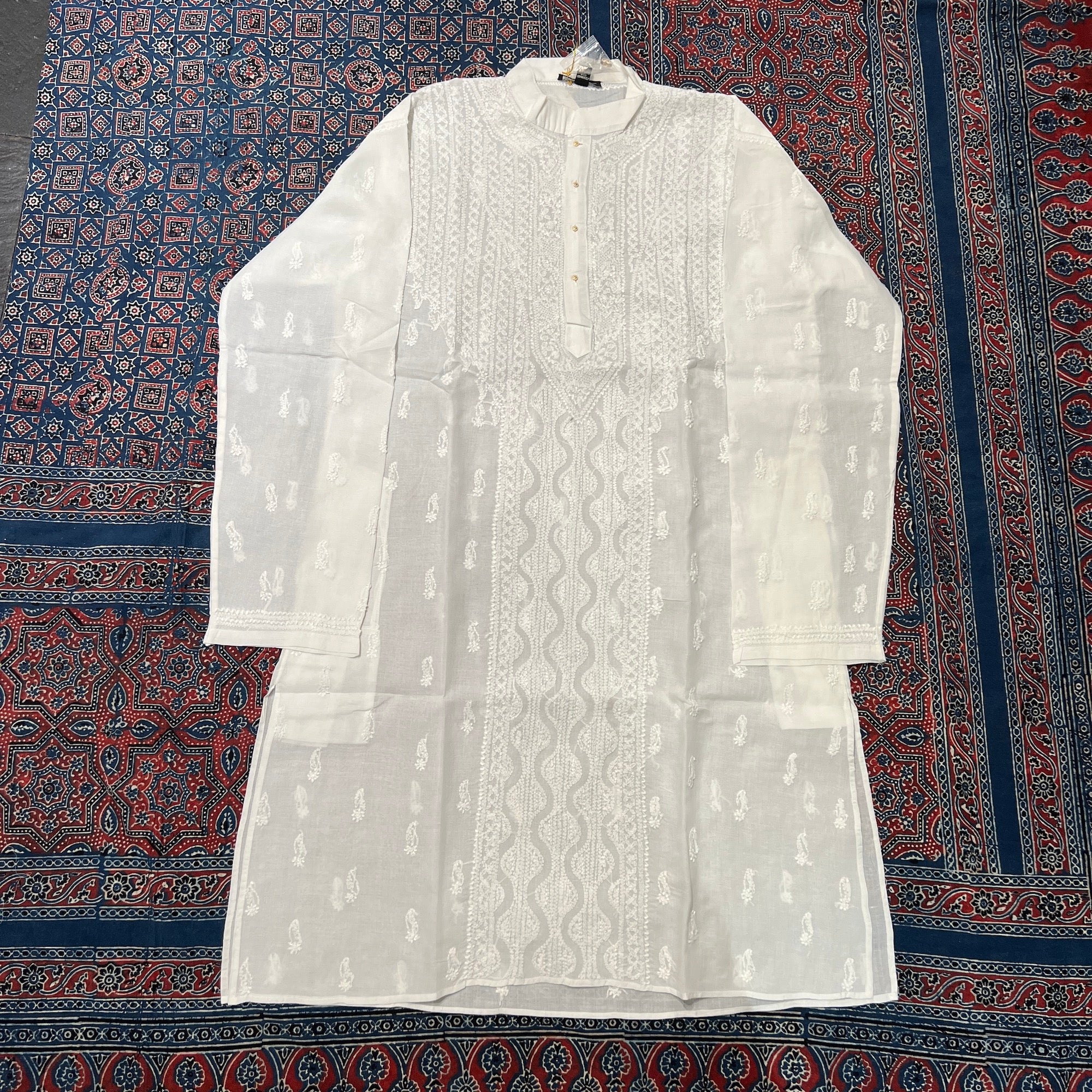 LH 1126-Hand Embroidered Wedding & Puja Kurtas - Vintage India NYC