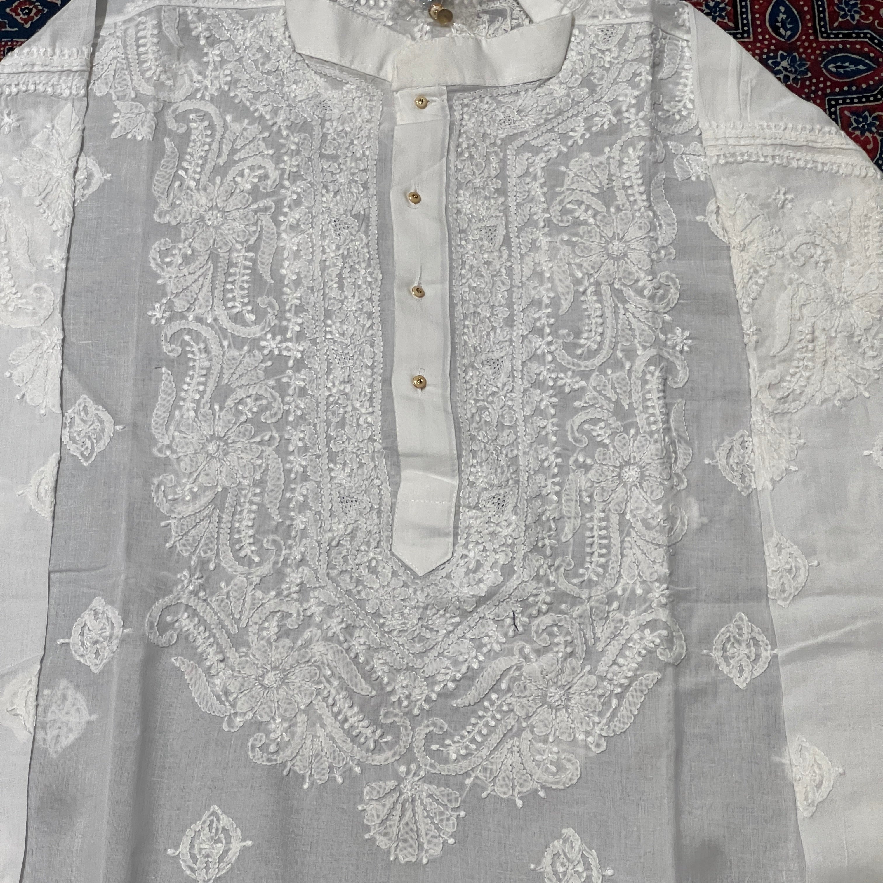 LH 1126-Hand Embroidered Wedding & Puja Kurtas - Vintage India NYC