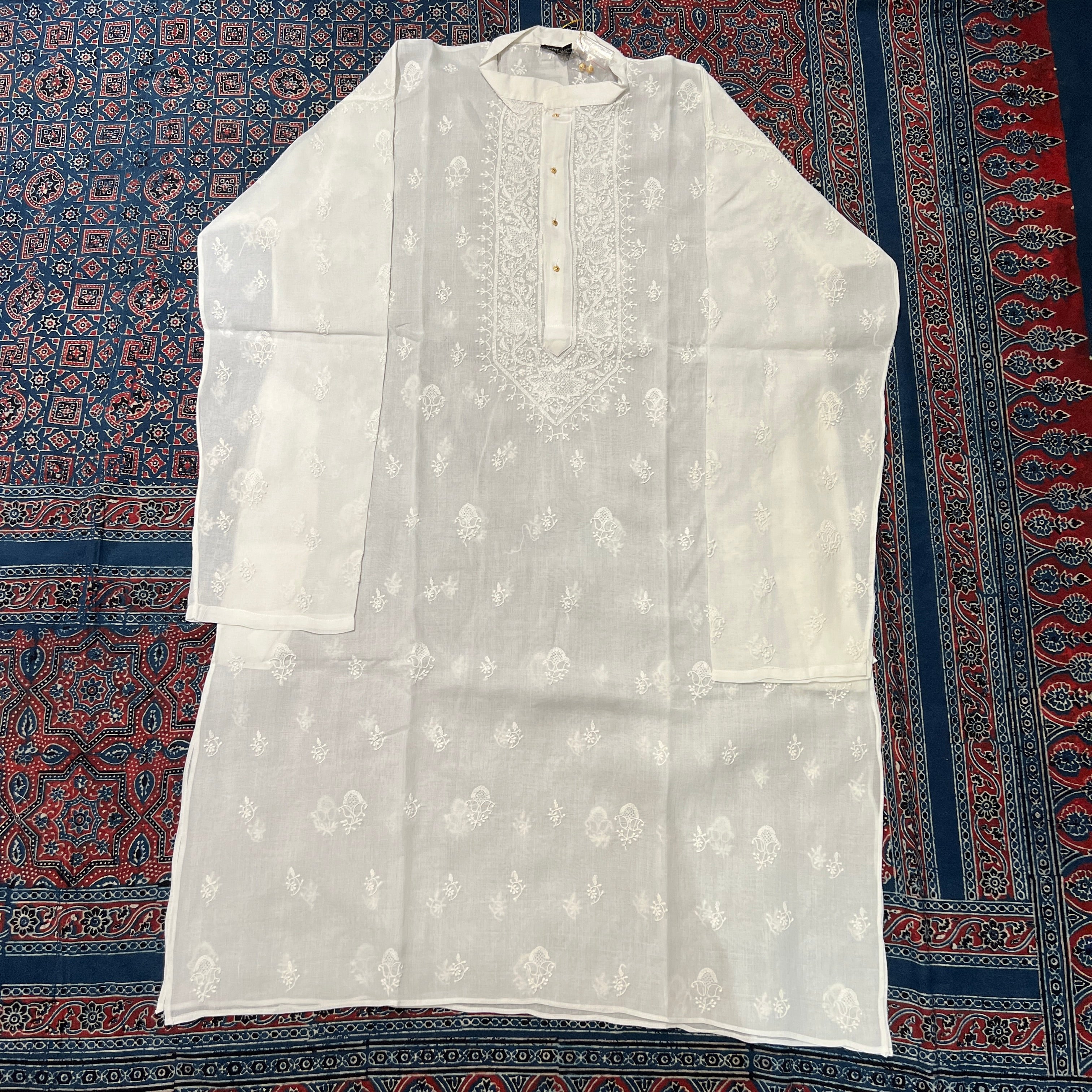 LH 1126-Hand Embroidered Wedding & Puja Kurtas - Vintage India NYC