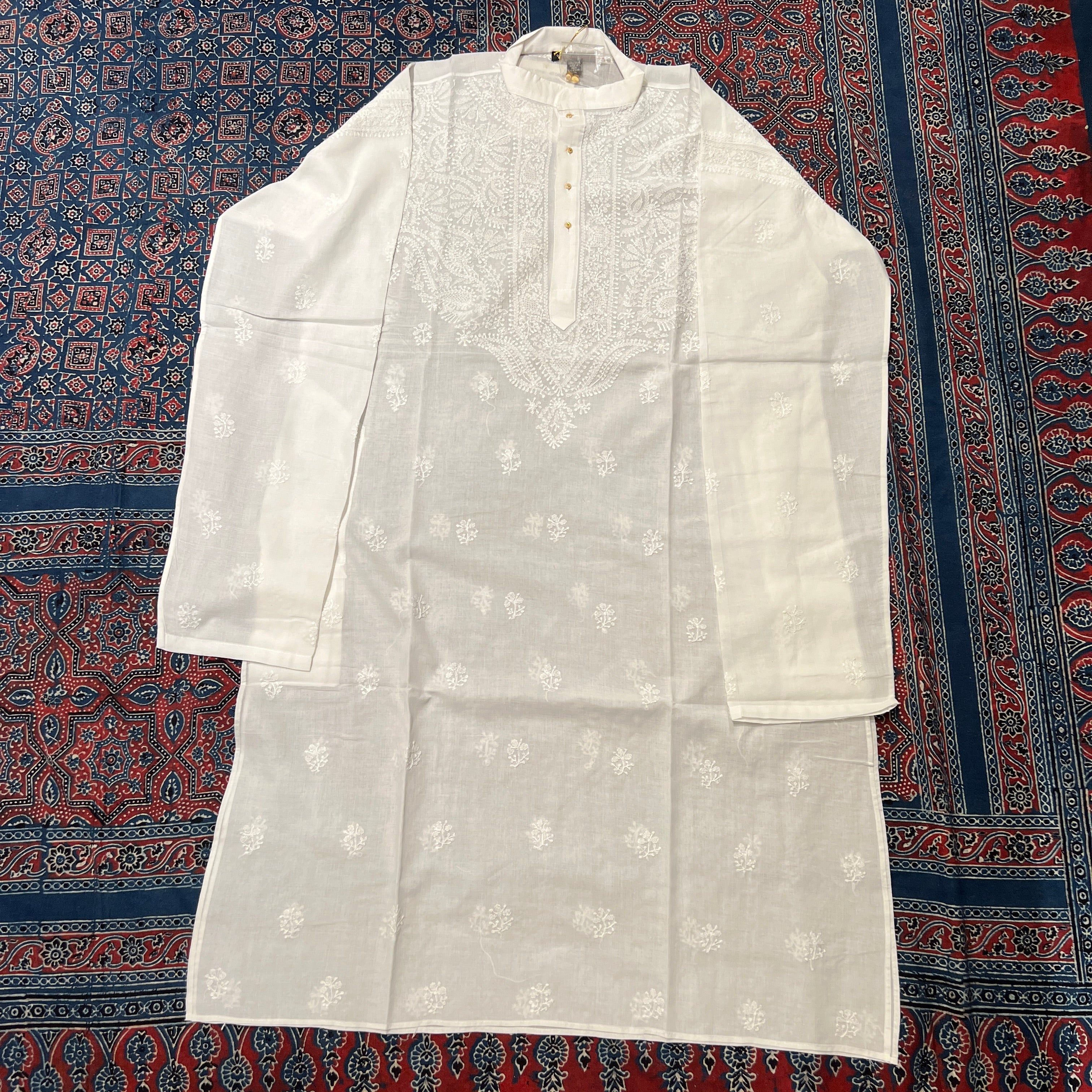 LH 1126-Hand Embroidered Wedding & Puja Kurtas - Vintage India NYC