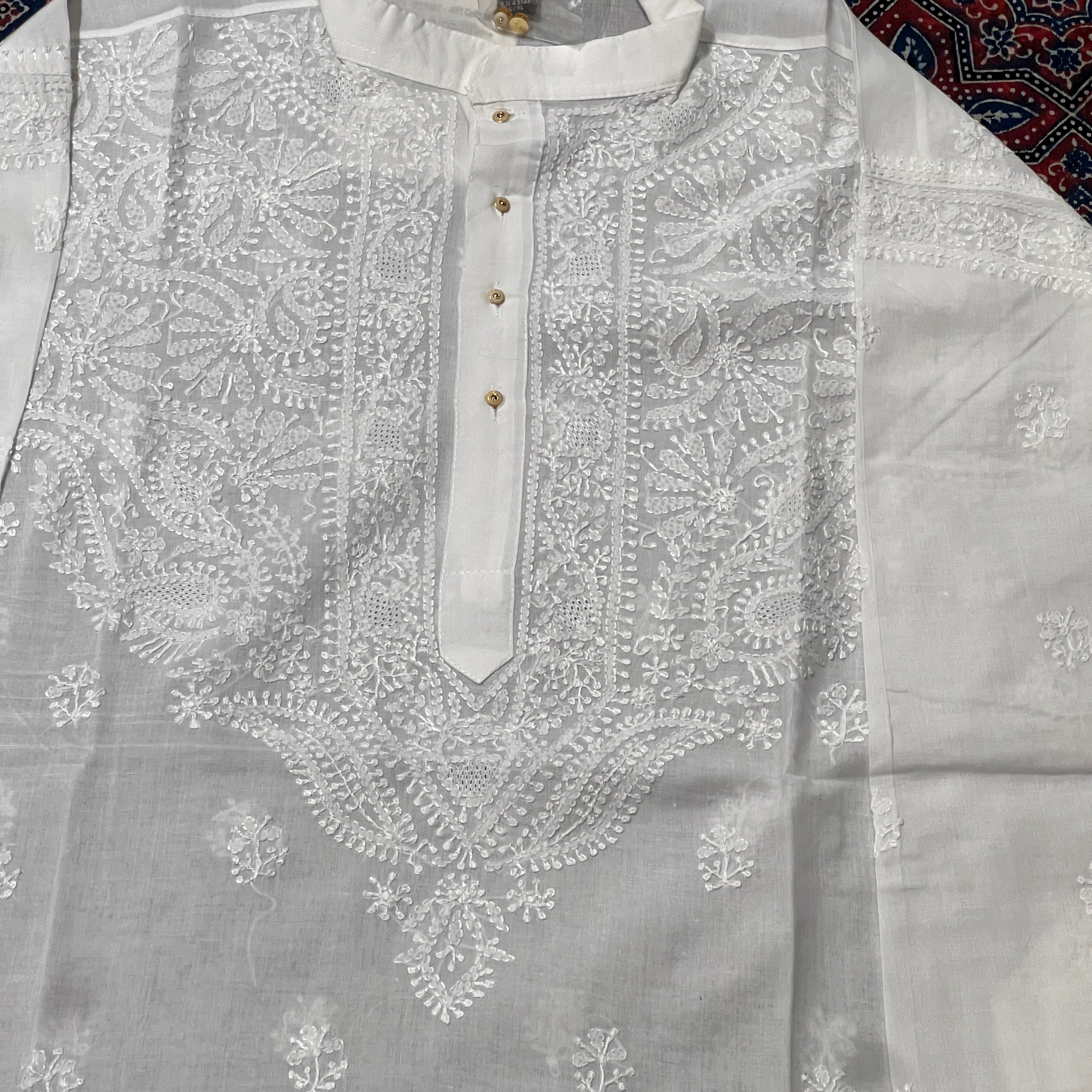 LH 1126-Hand Embroidered Wedding & Puja Kurtas - Vintage India NYC