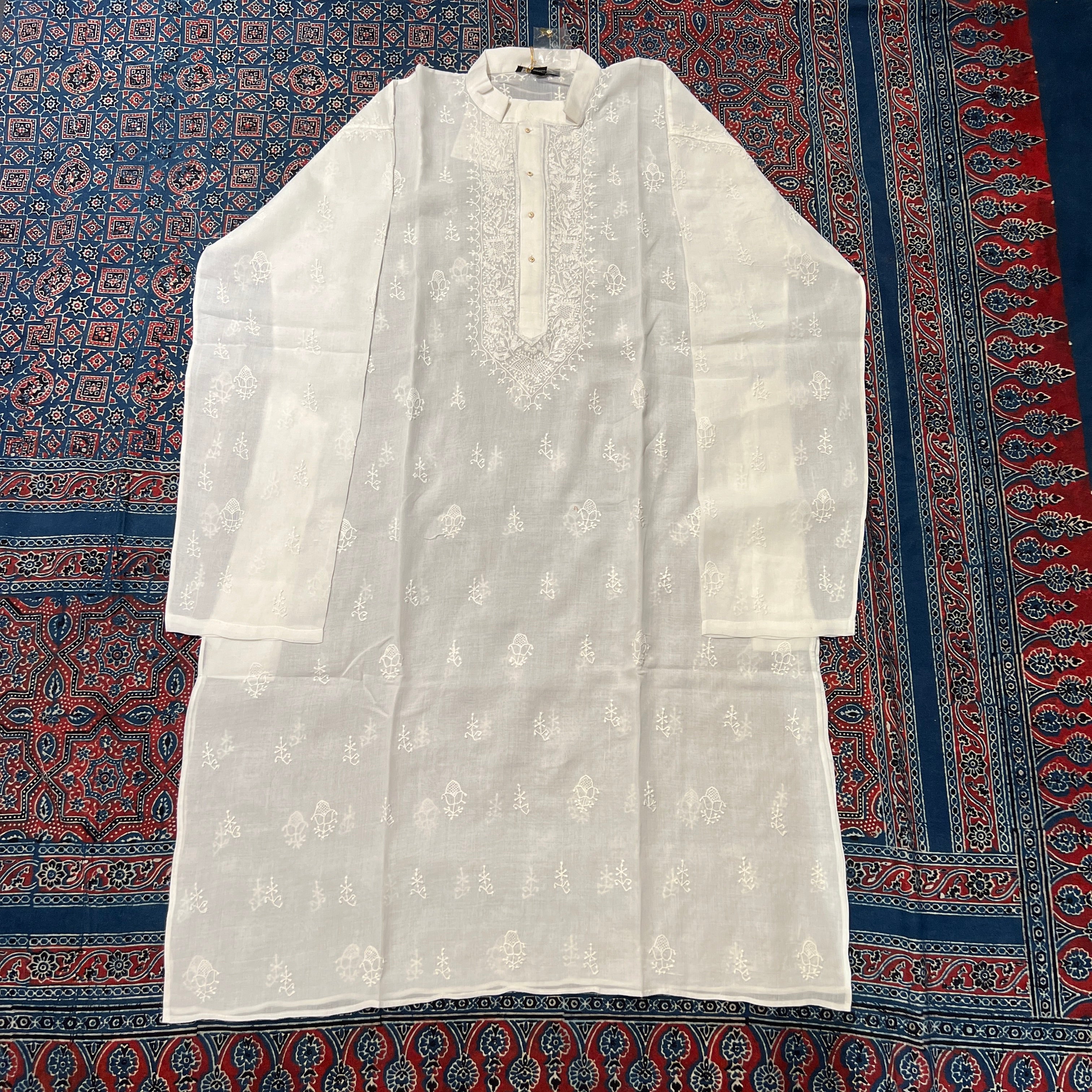 LH 1126-Hand Embroidered Wedding & Puja Kurtas - Vintage India NYC