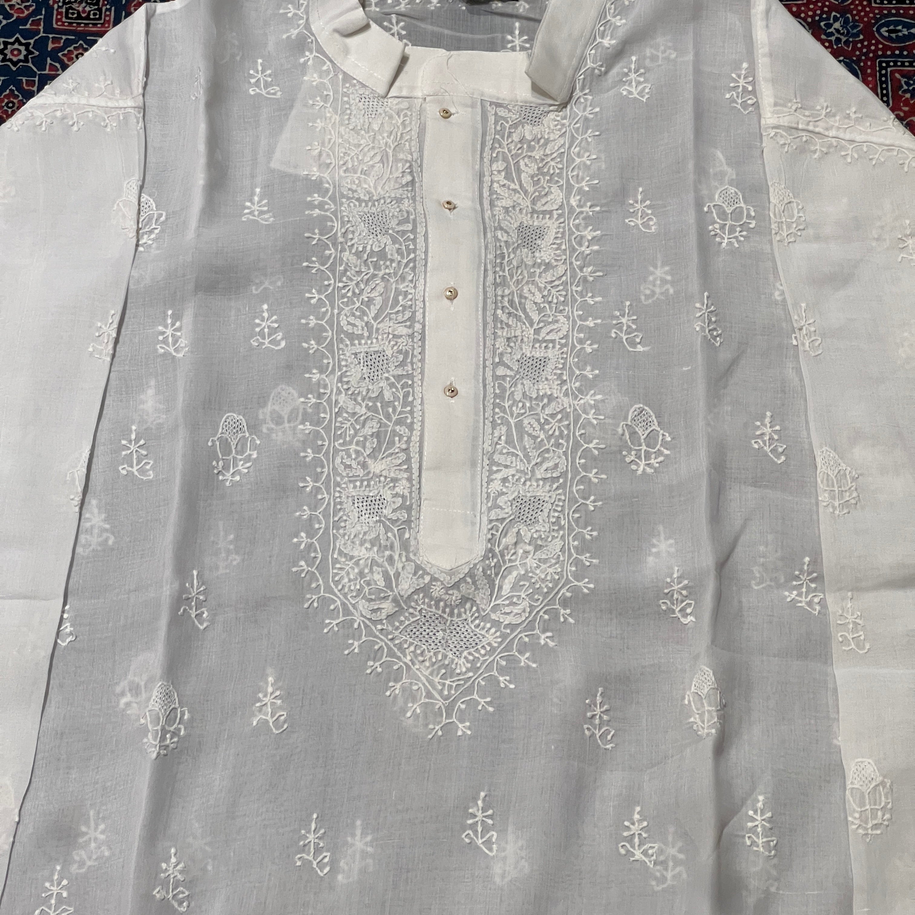LH 1126-Hand Embroidered Wedding & Puja Kurtas - Vintage India NYC