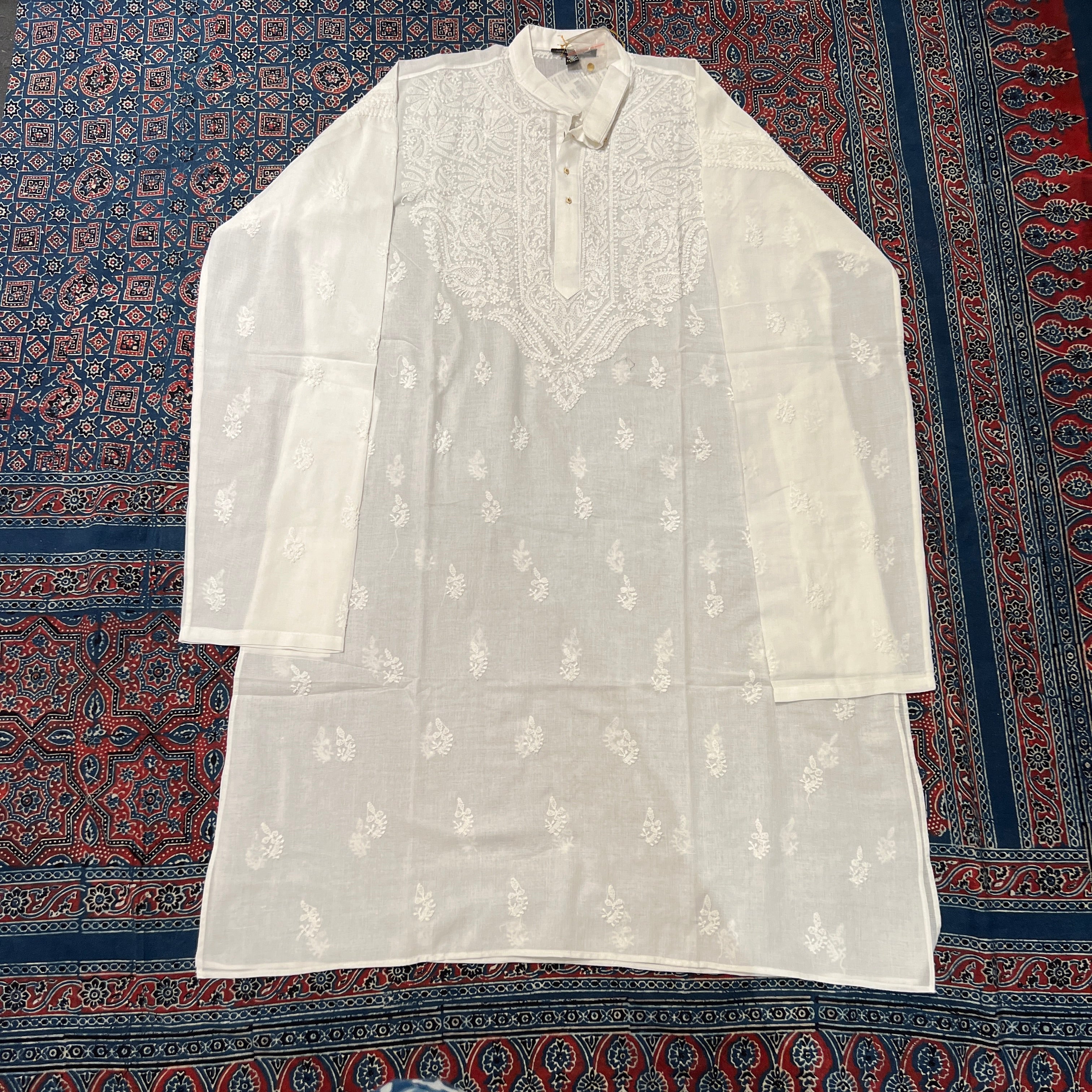 LH 1126-Hand Embroidered Wedding & Puja Kurtas - Vintage India NYC