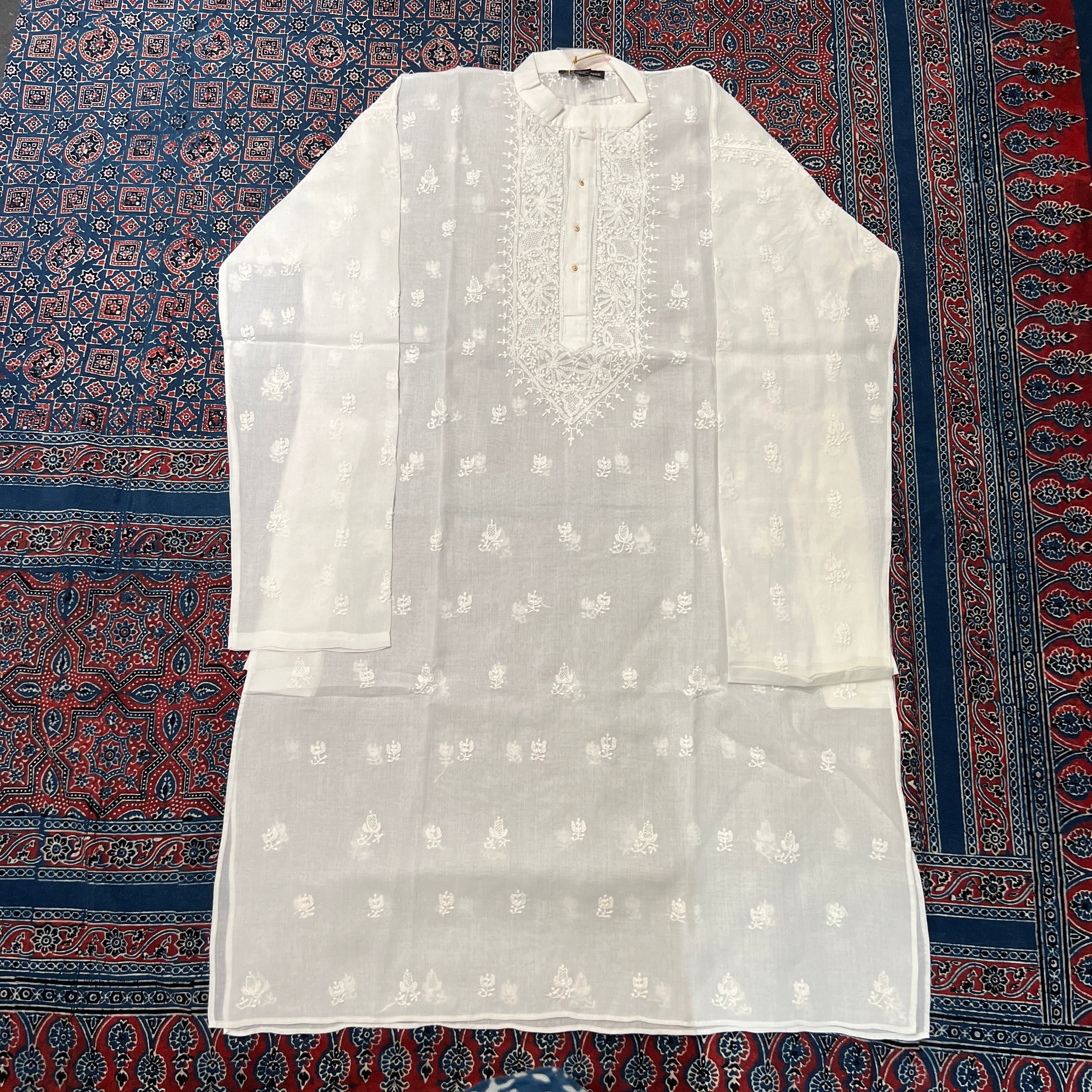 LH 1126-Hand Embroidered Wedding & Puja Kurtas - Vintage India NYC