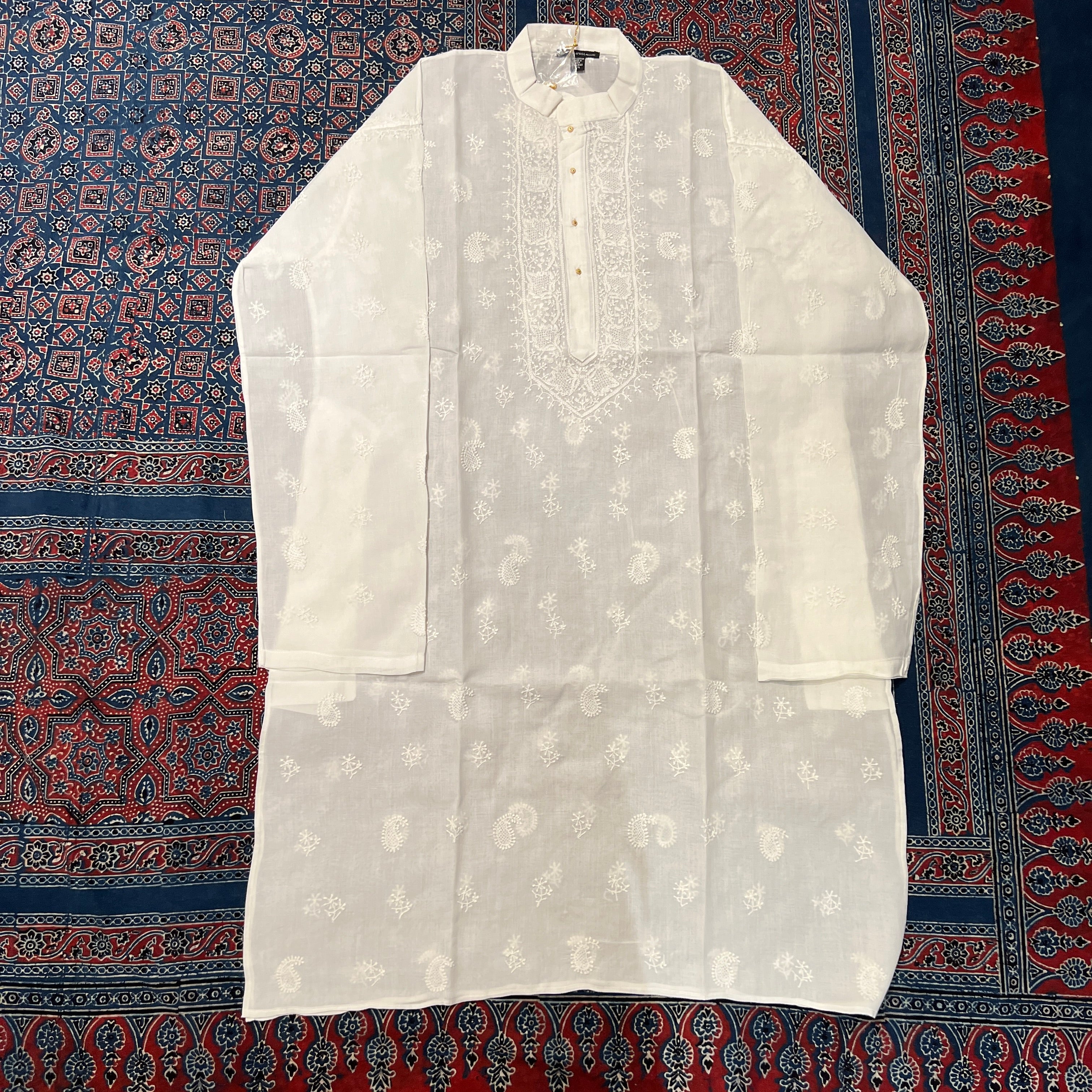 LH 1126-Hand Embroidered Wedding & Puja Kurtas - Vintage India NYC