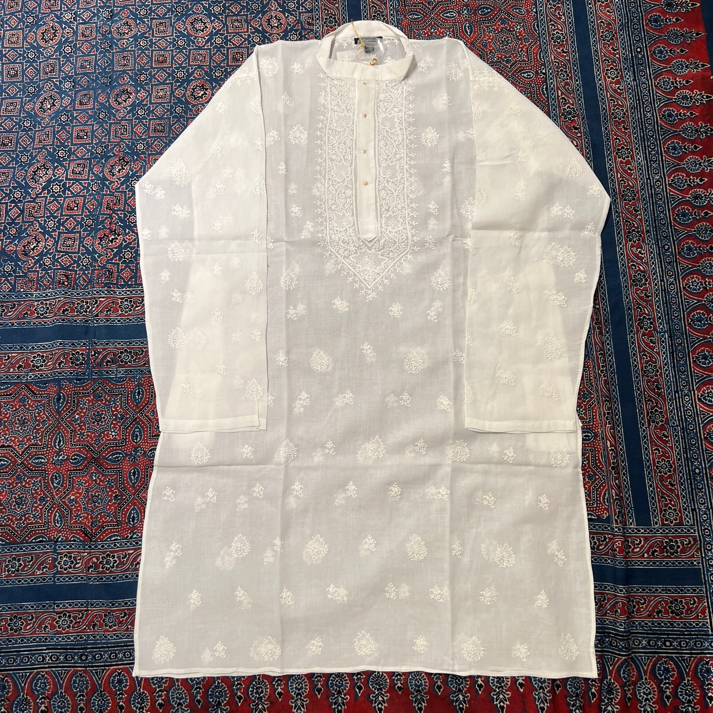 LH 1126-Hand Embroidered Wedding & Puja Kurtas - Vintage India NYC