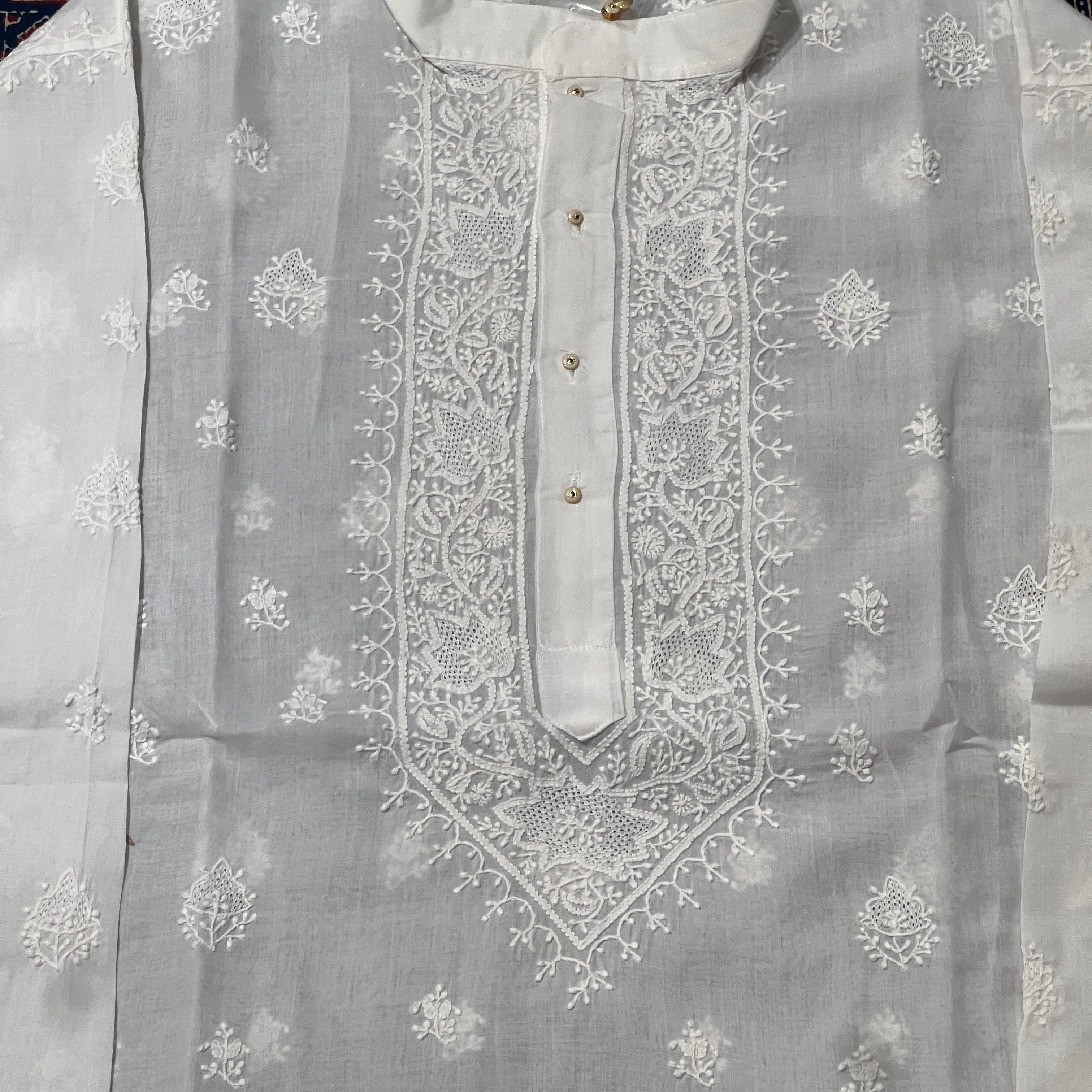 LH 1126-Hand Embroidered Wedding & Puja Kurtas - Vintage India NYC