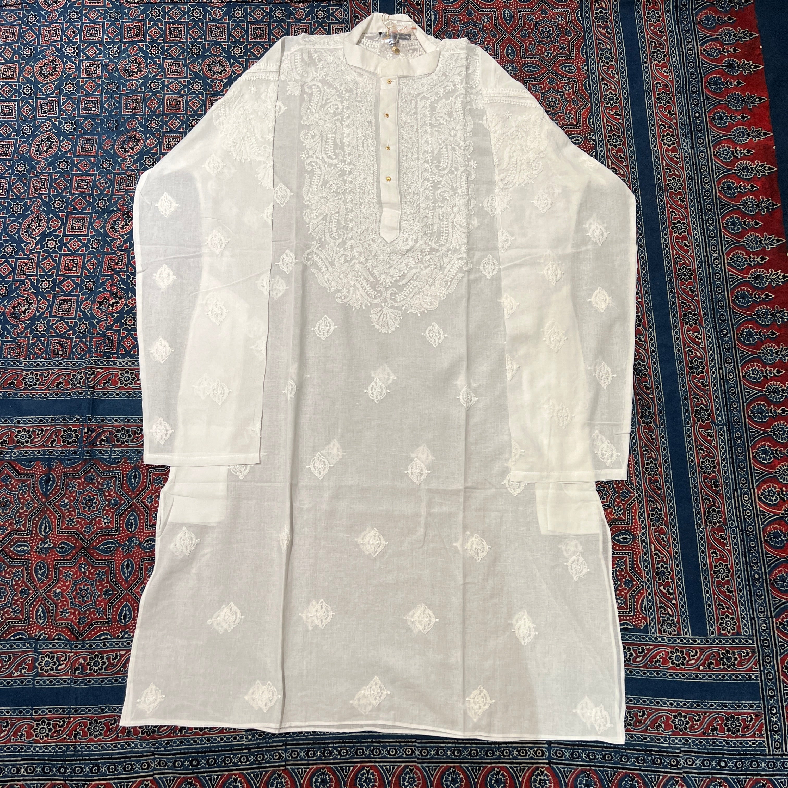 LH 1126-Hand Embroidered Wedding & Puja Kurtas - Vintage India NYC