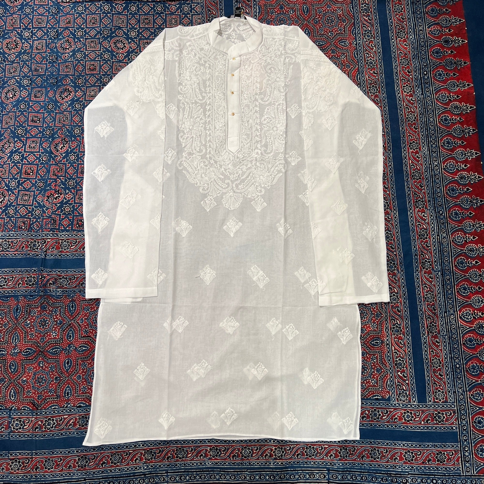 LH 1126-Hand Embroidered Wedding & Puja Kurtas - Vintage India NYC