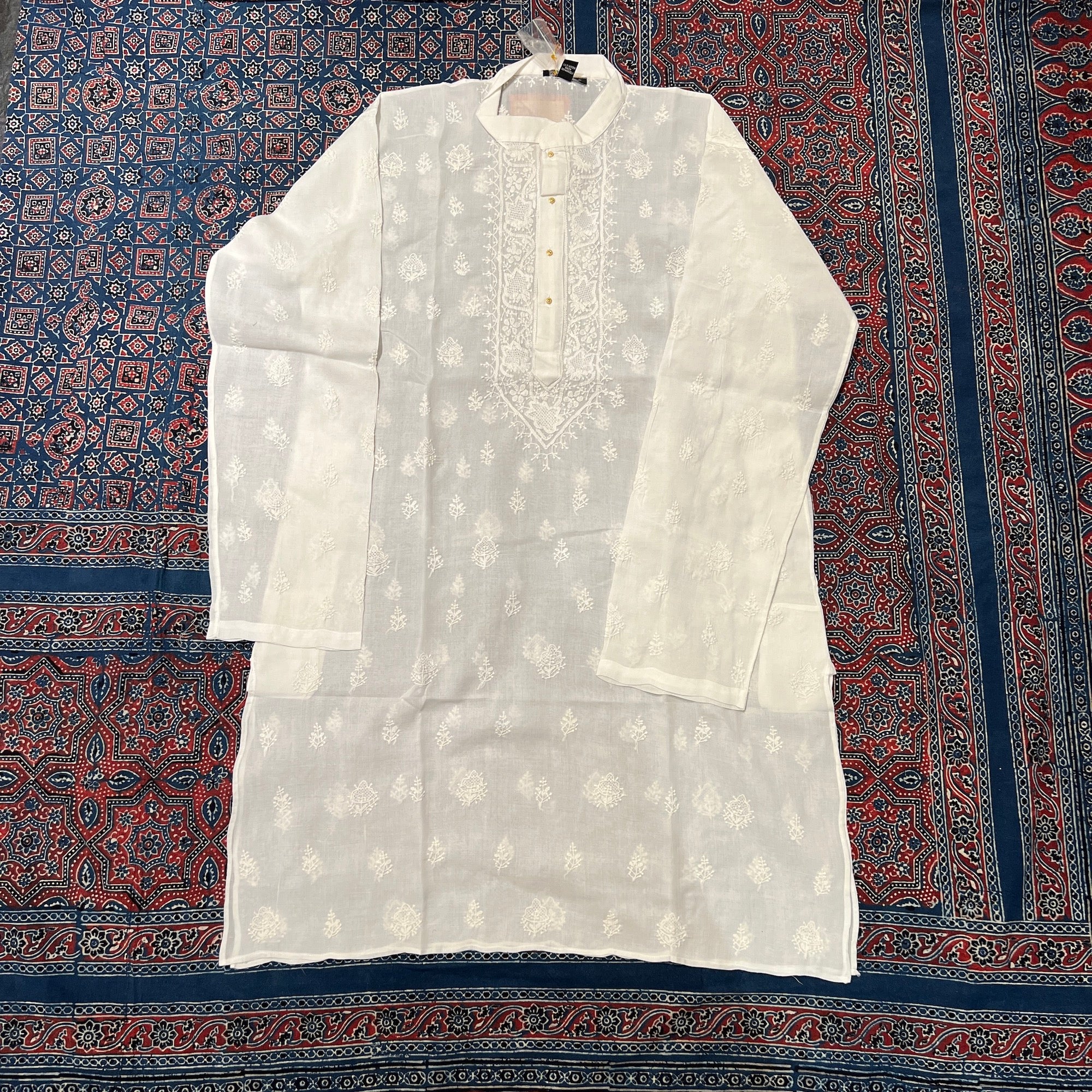 LH 1126-Hand Embroidered Wedding & Puja Kurtas - Vintage India NYC