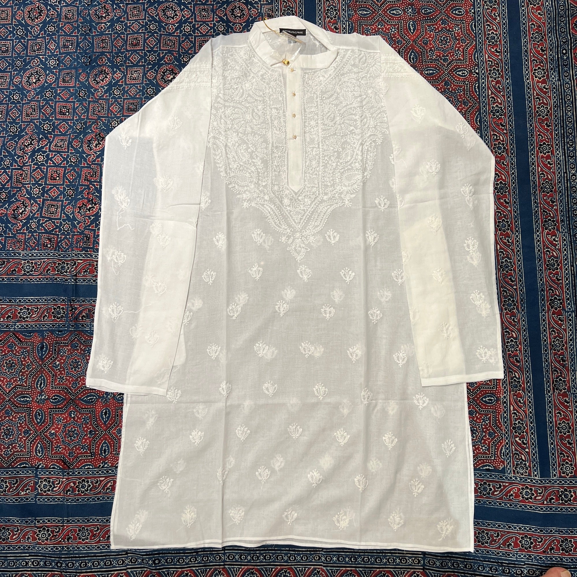 LH 1126-Hand Embroidered Wedding & Puja Kurtas - Vintage India NYC