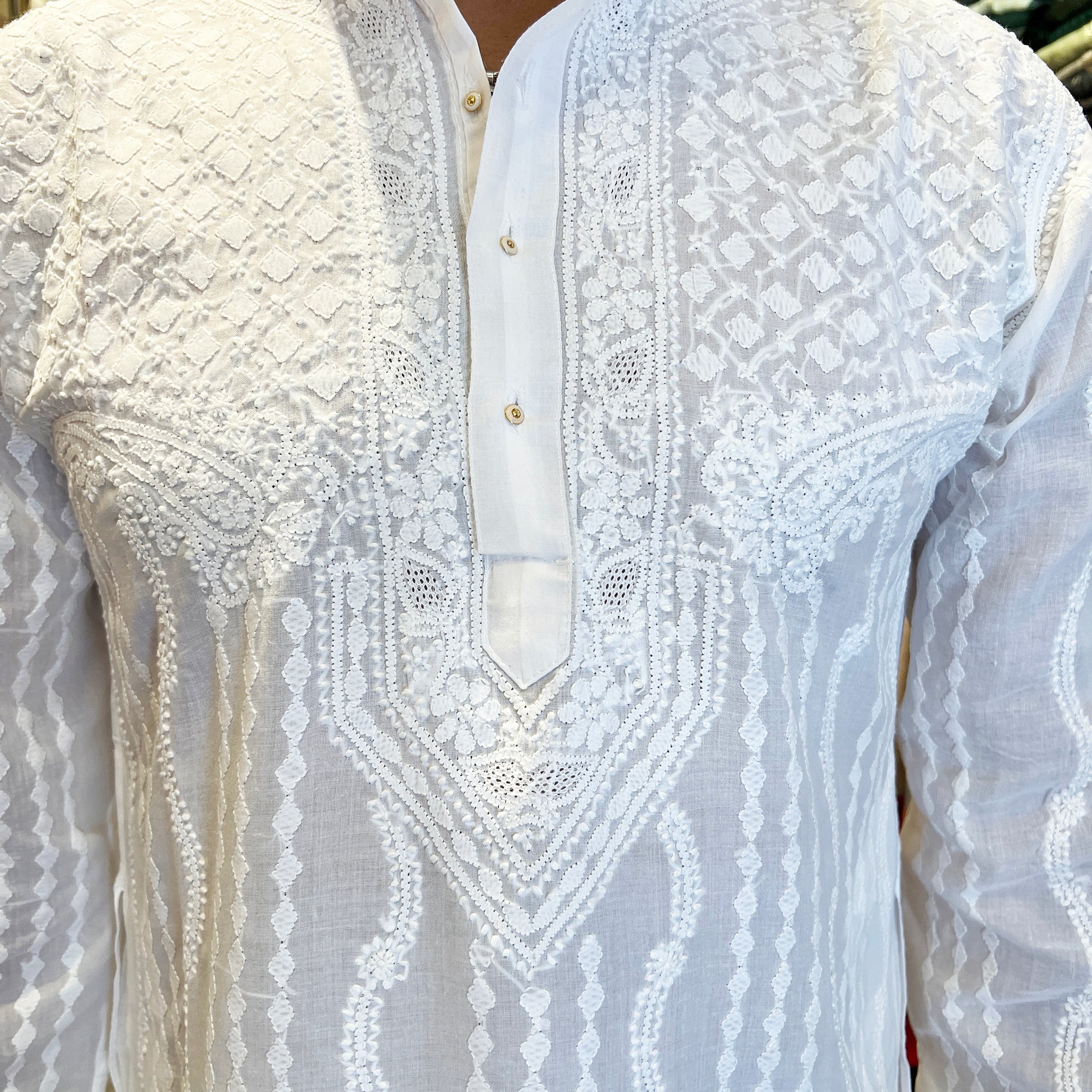 LH 1126-Hand Embroidered Wedding & Puja Kurtas - Vintage India NYC