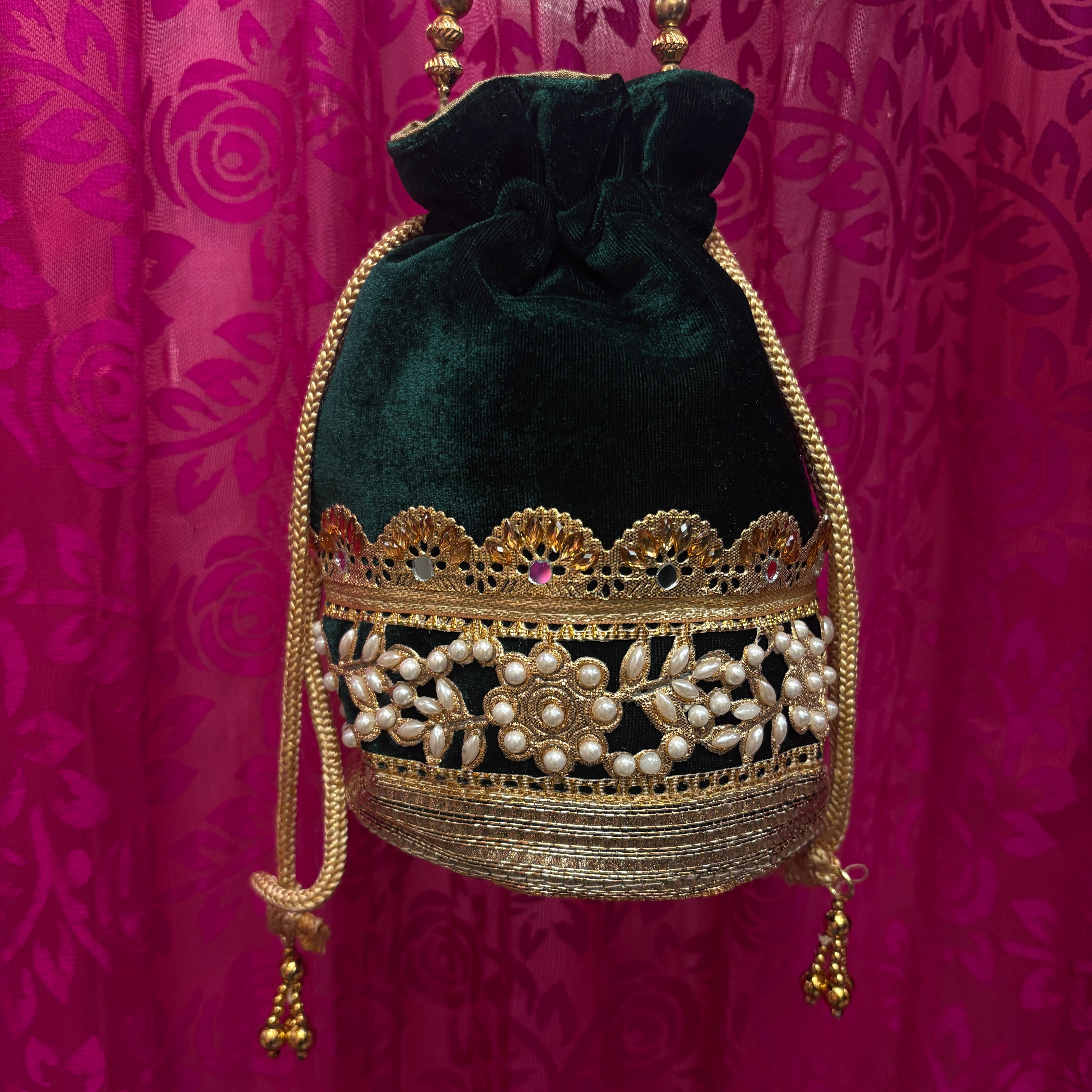 Velvet Potli Bag Floral