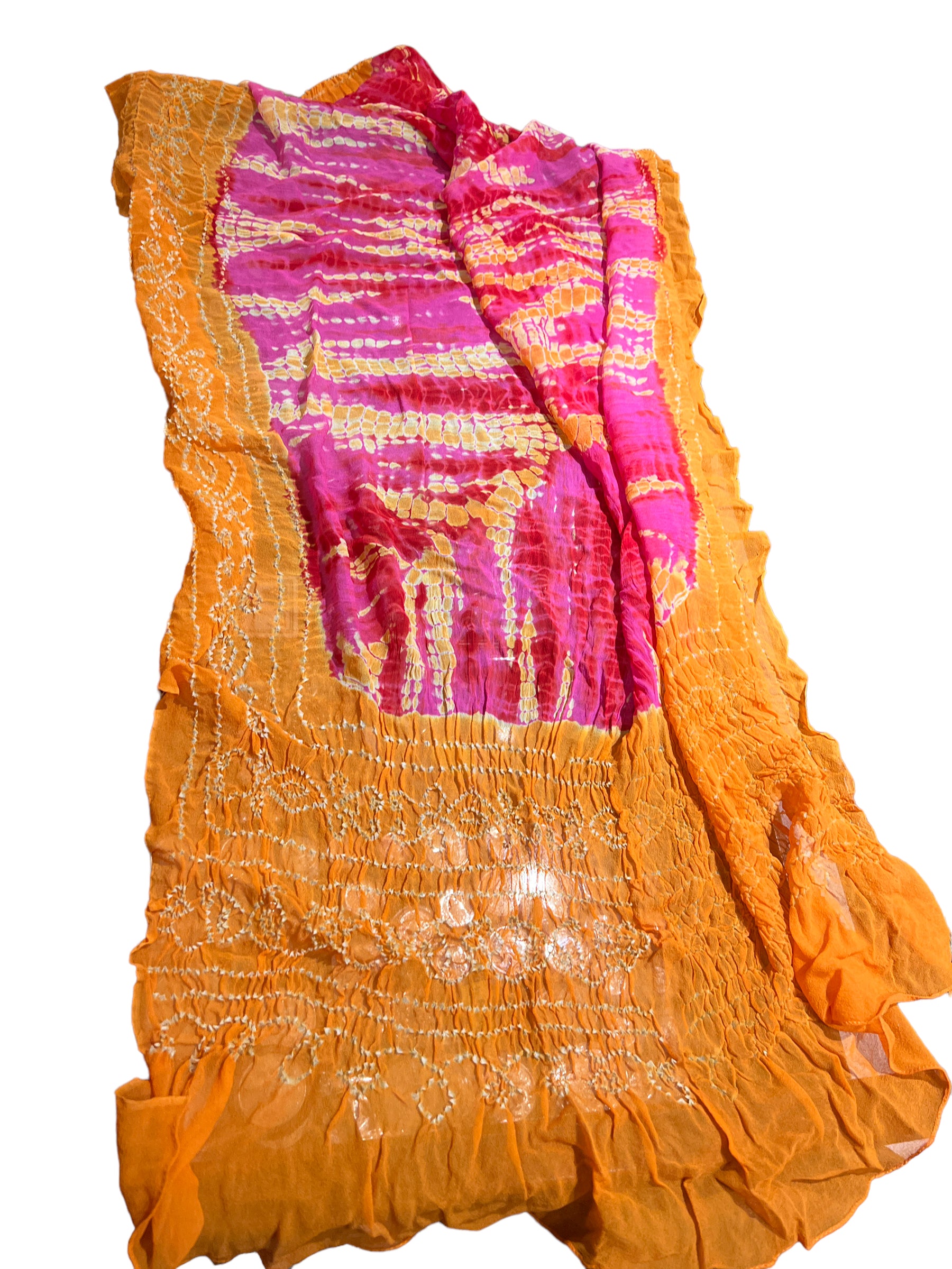 Shibori Bandhani Silk Crepe Scarves -6 Colors - Vintage India NYC