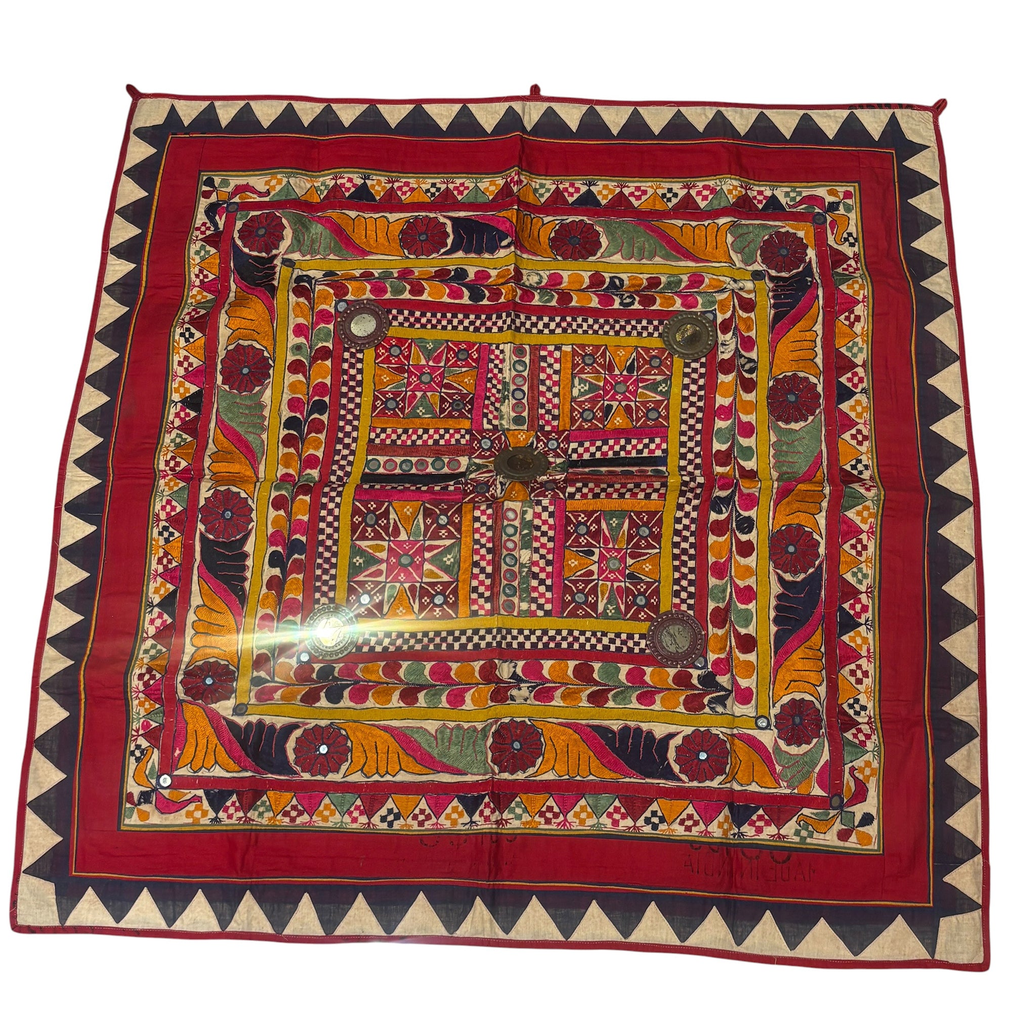 Vintage Embroidered Wallhanging-40 x 40in