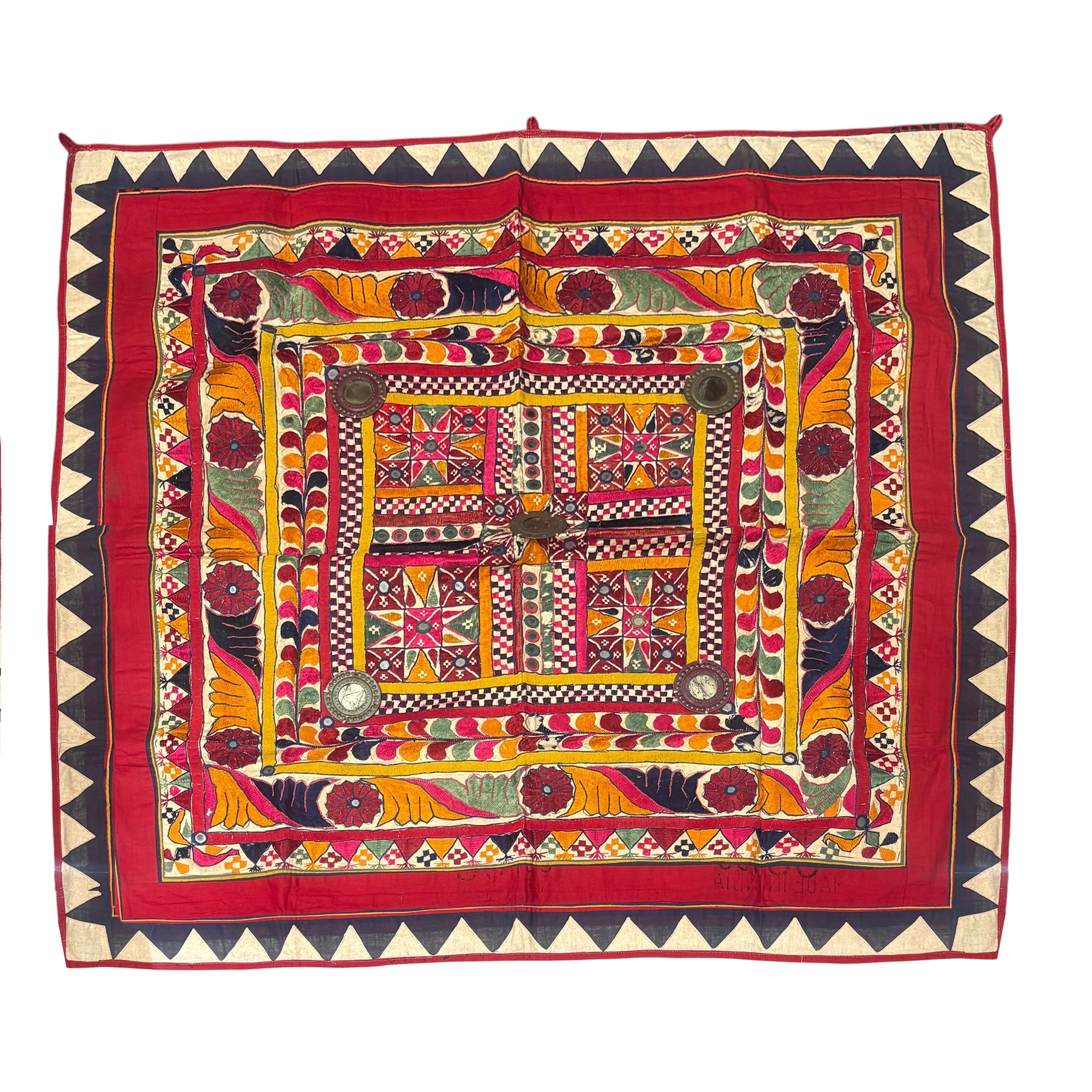 Vintage Embroidered Wallhanging-40 x 40in