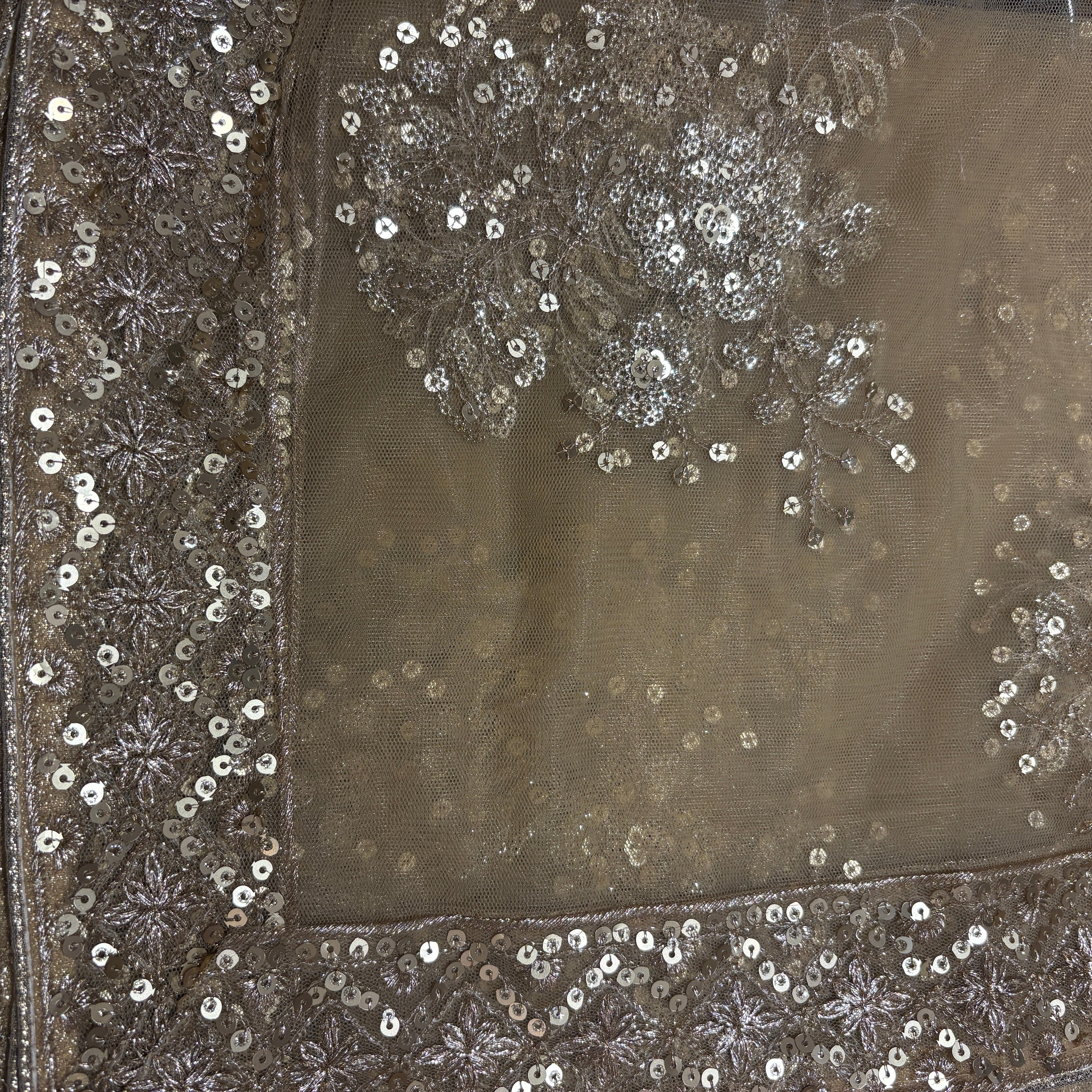 DT Flower Jaal Sequin Dupatta-Colors - Vintage India NYC