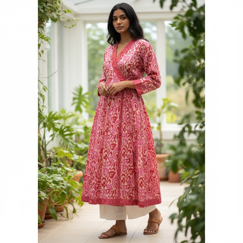 AR Blockprint Angrakha Wrap Dress-4 pattern choices