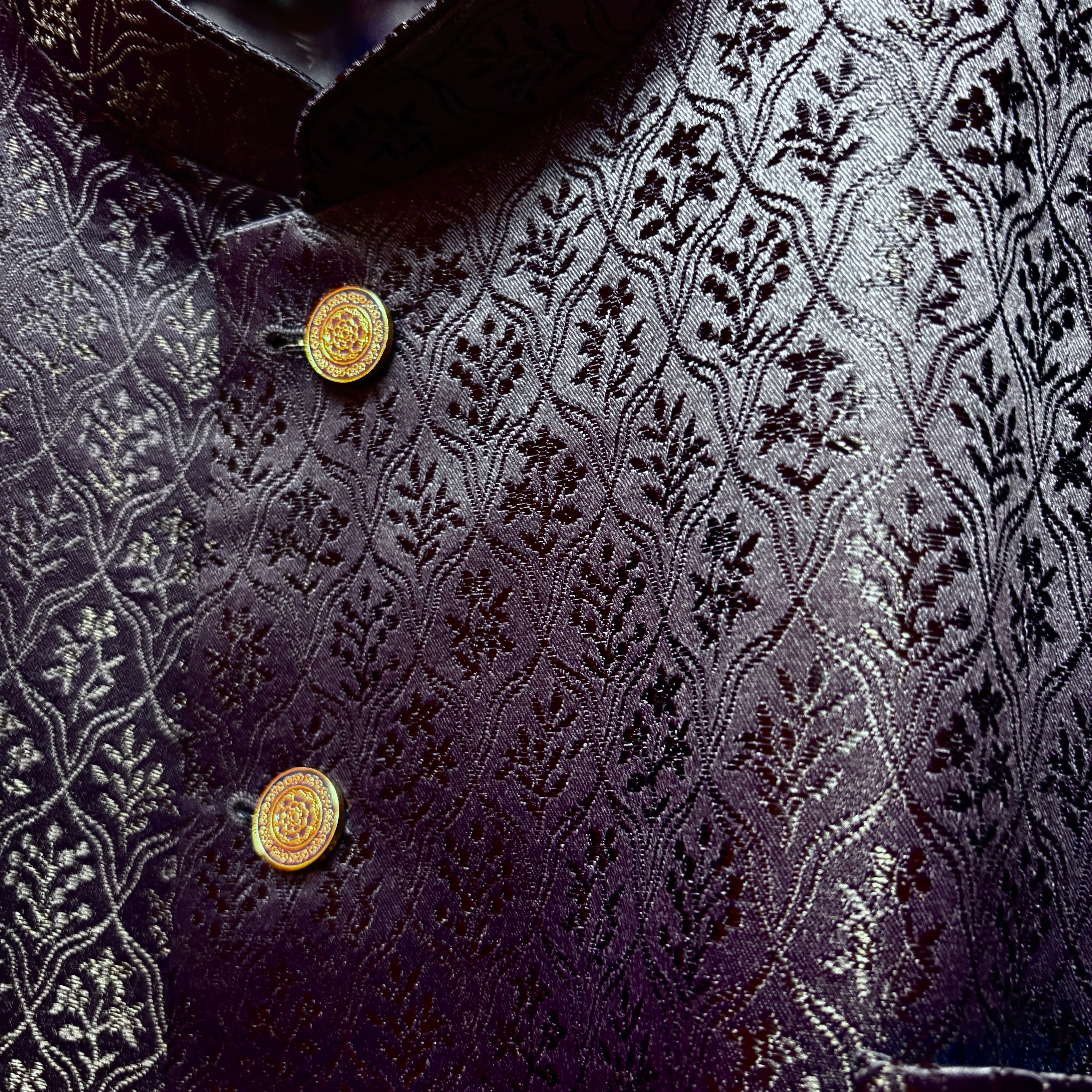 Navy Ogee Tile Flower Sherwani