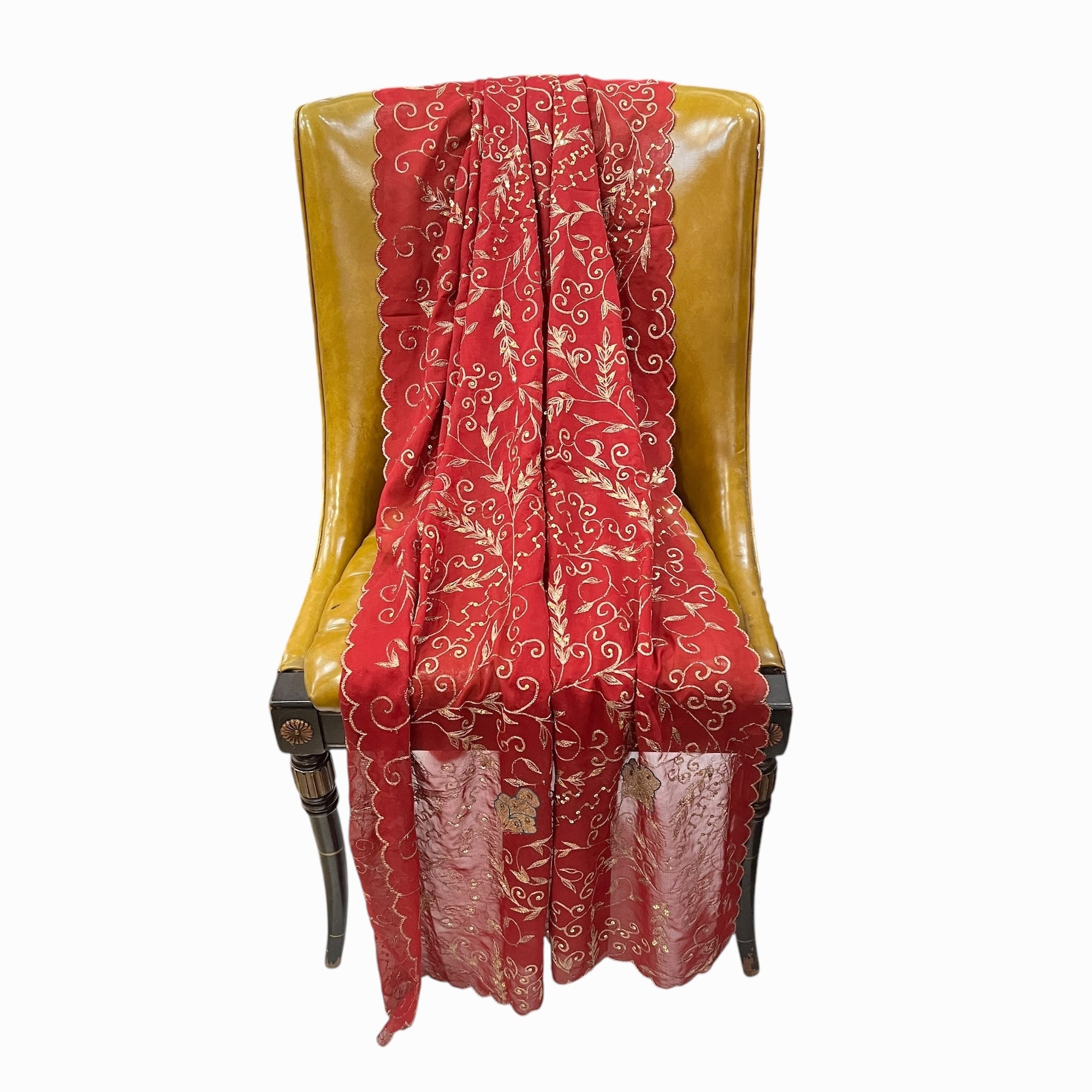 Maroon w.Zari Full Jaal  Embroidery Dupatta 9012 - Vintage India NYC