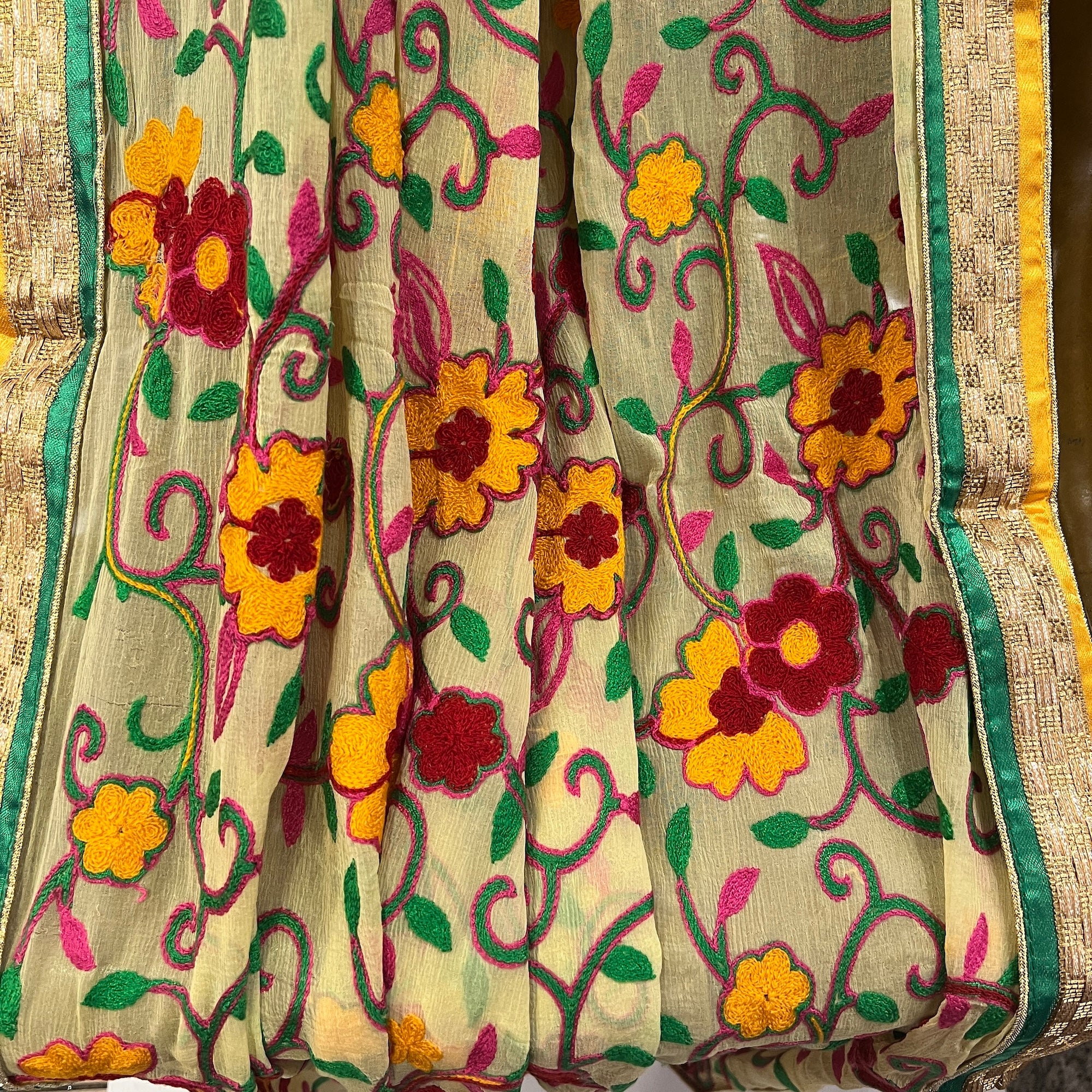 Multicolor Embroidered Dupatta 9025 - Vintage India NYC