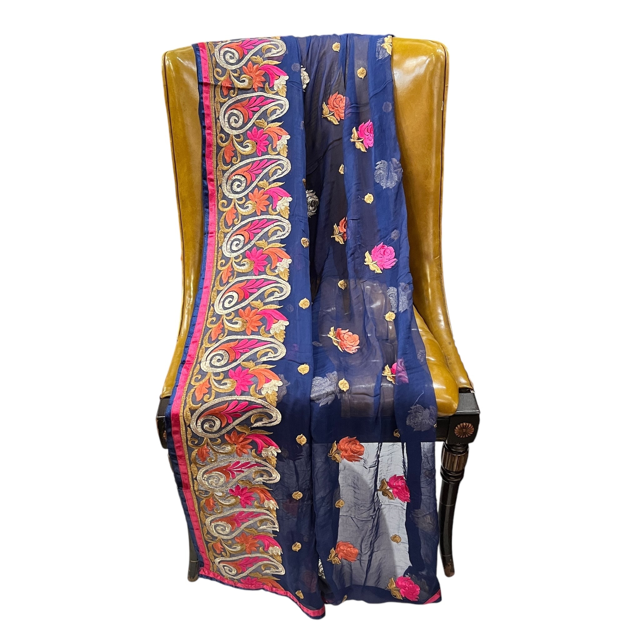 Blue Embroidered Dupatta 9038 - Vintage India NYC