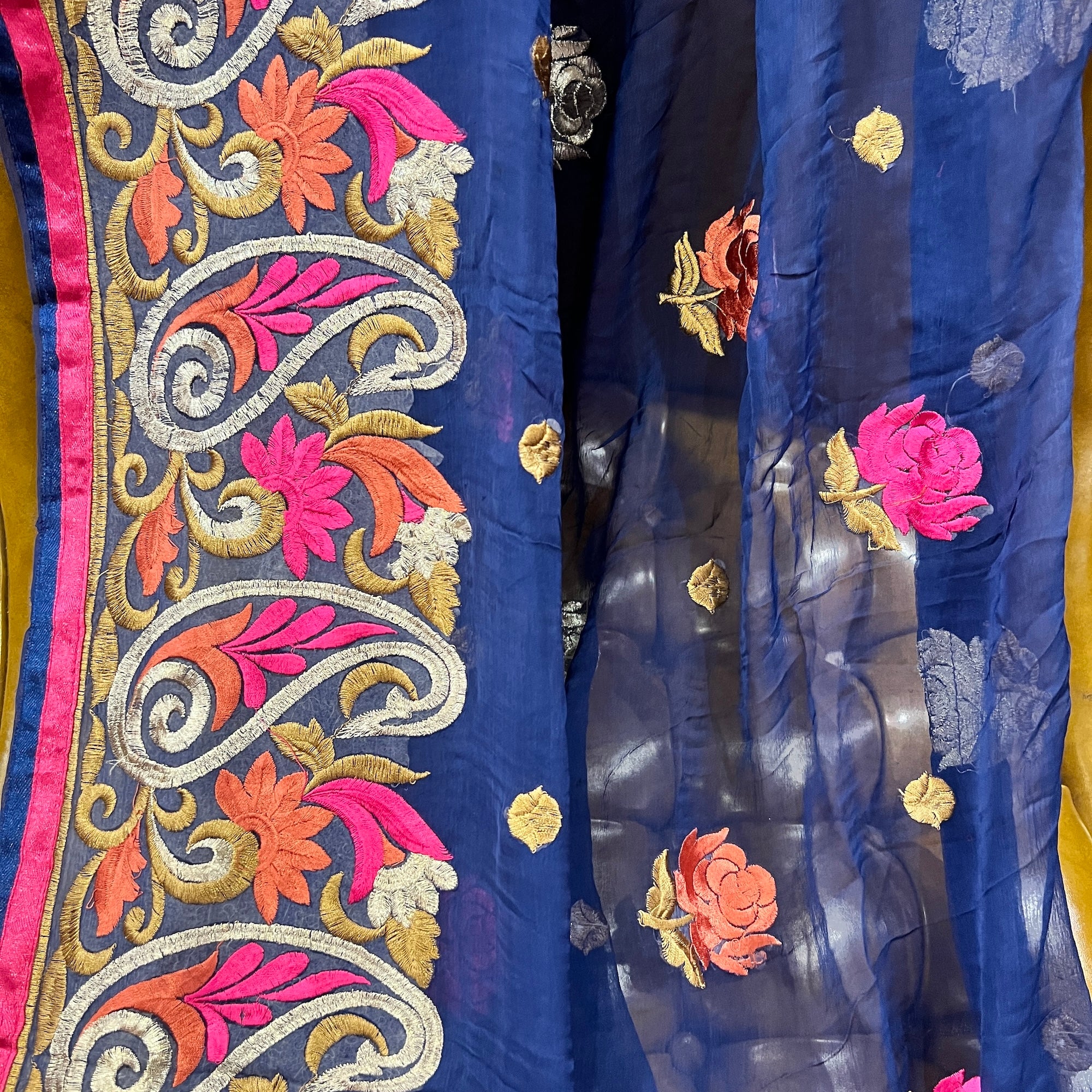 Blue Embroidered Dupatta 9038 - Vintage India NYC