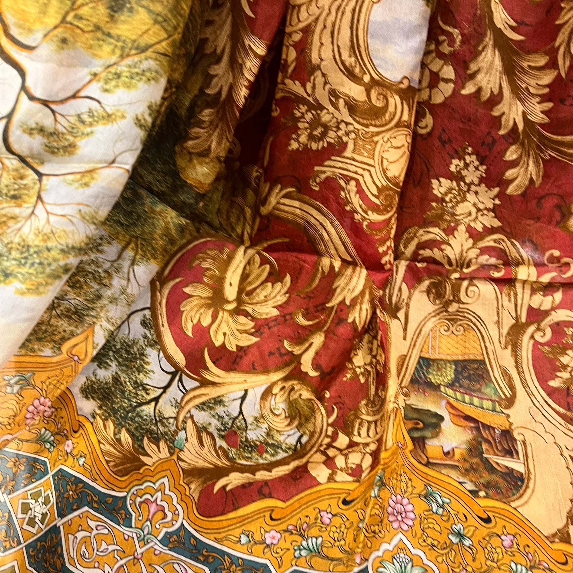 Printed Silk Dupatta 9055 - Vintage India NYC