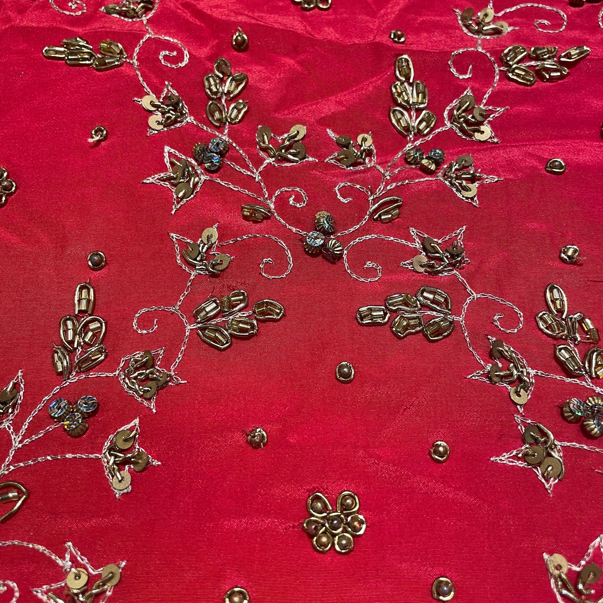 Heavy Work Red Embriodered Saree 907 - Vintage India NYC