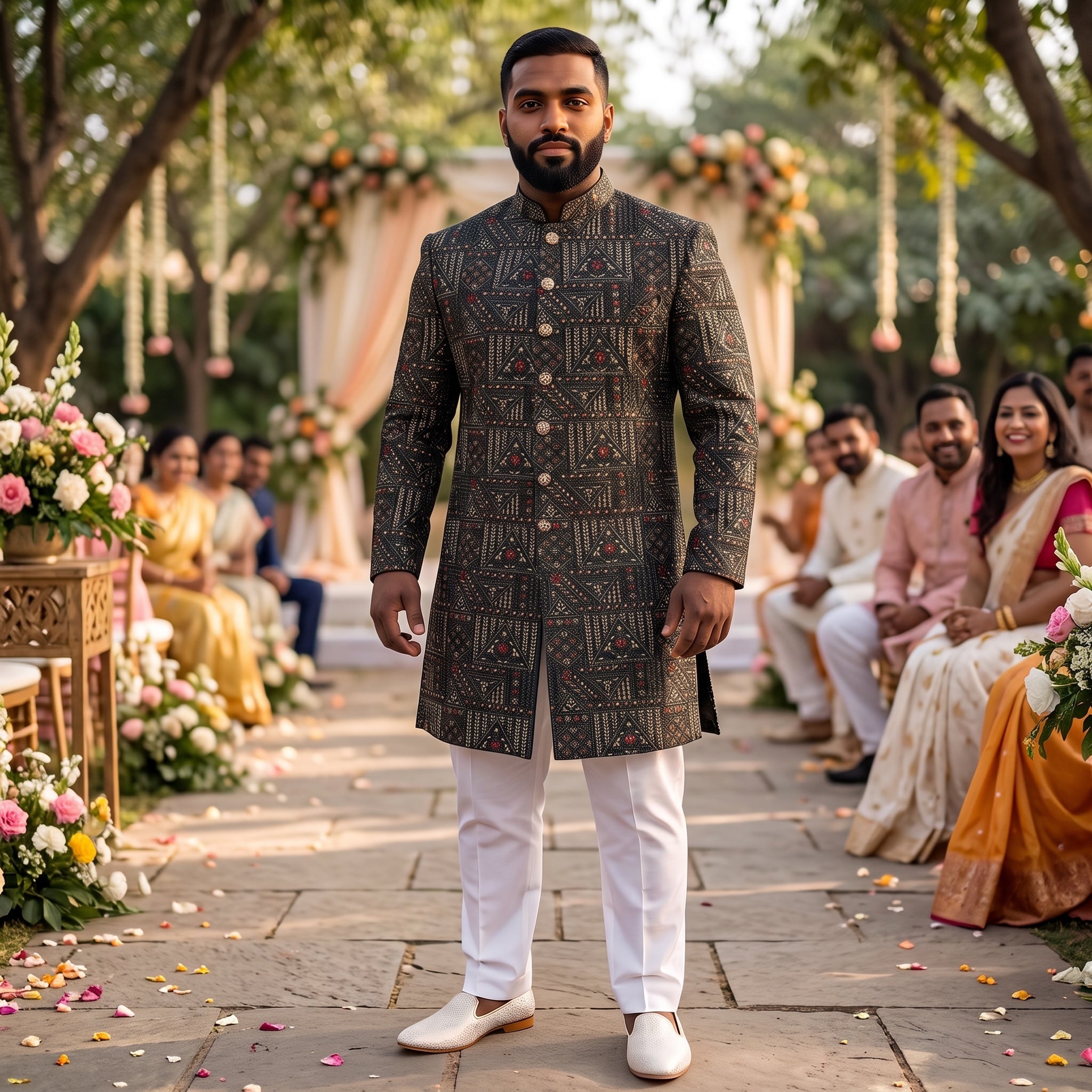 Forest Heavy Embroidered Sherwani