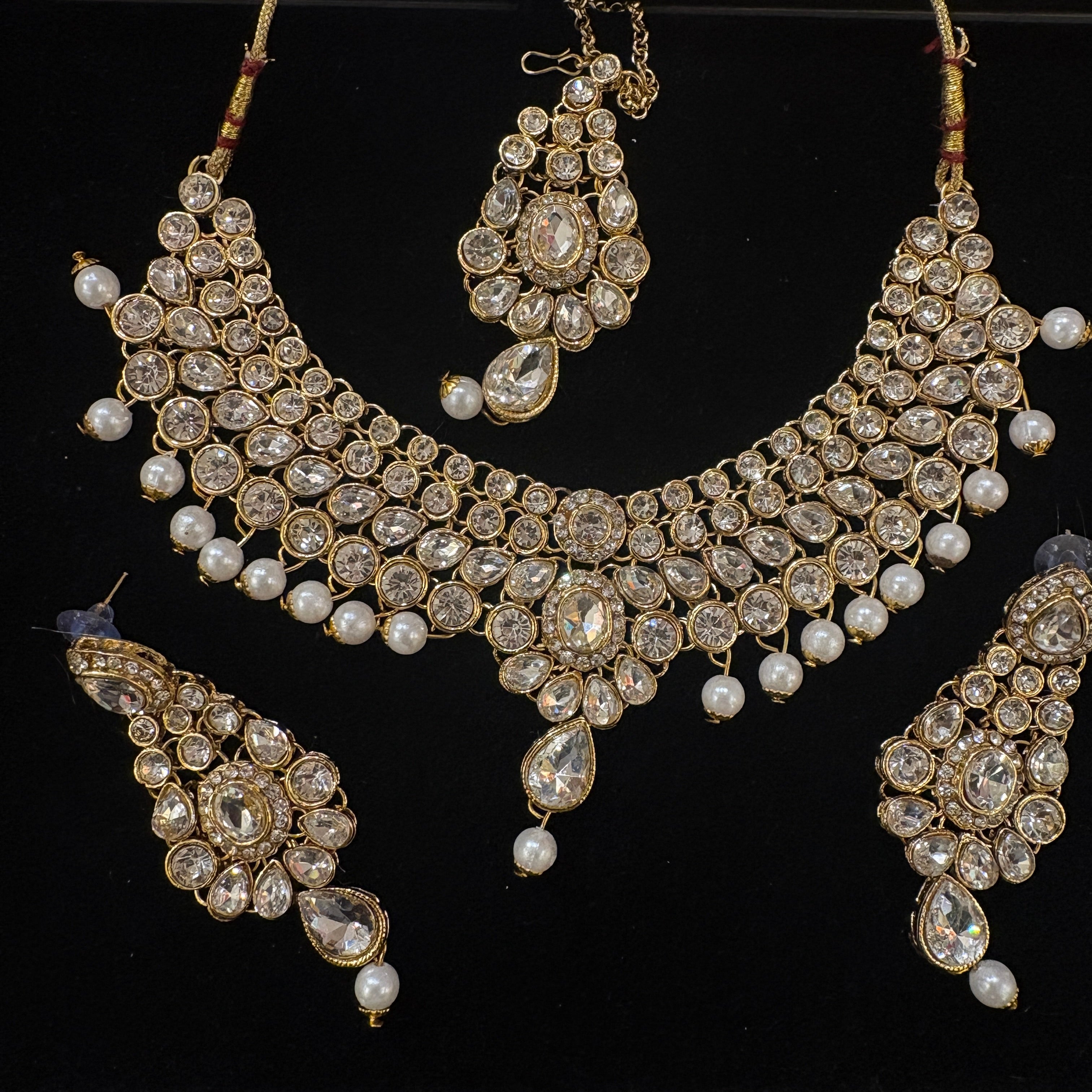 White Stone Necklace Set Collection 3-Various - Vintage India NYC