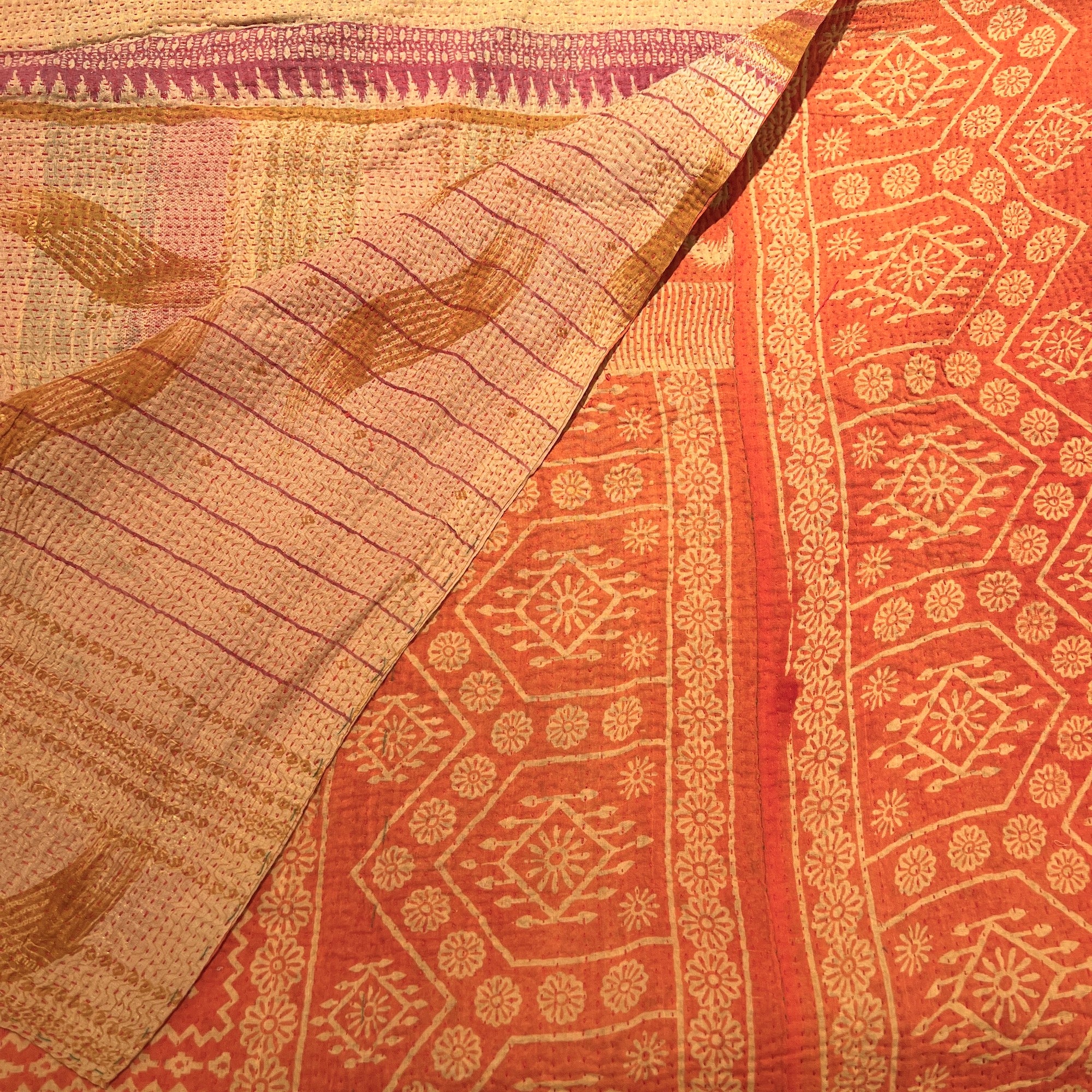 Ajrakh Kantha Quilts-Many Colors - Vintage India NYC