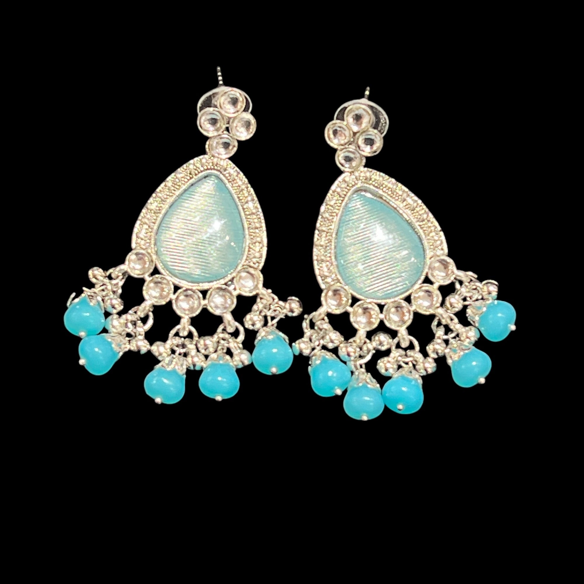 Aqua Drop Earrings - Vintage India NYC