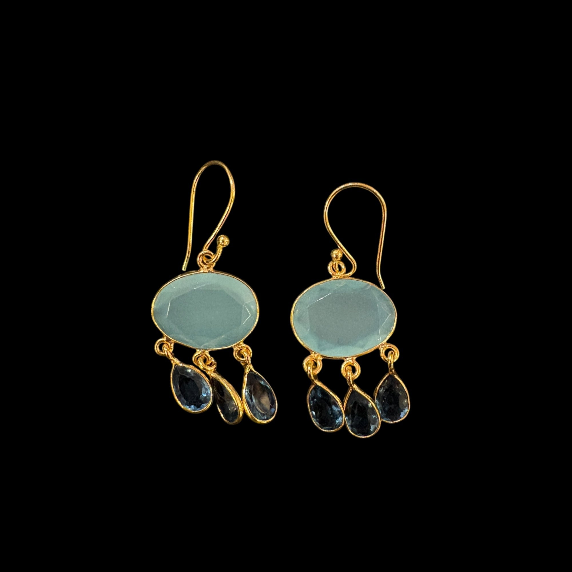 MK Semi Precious Oval w/Teardrop Earrings