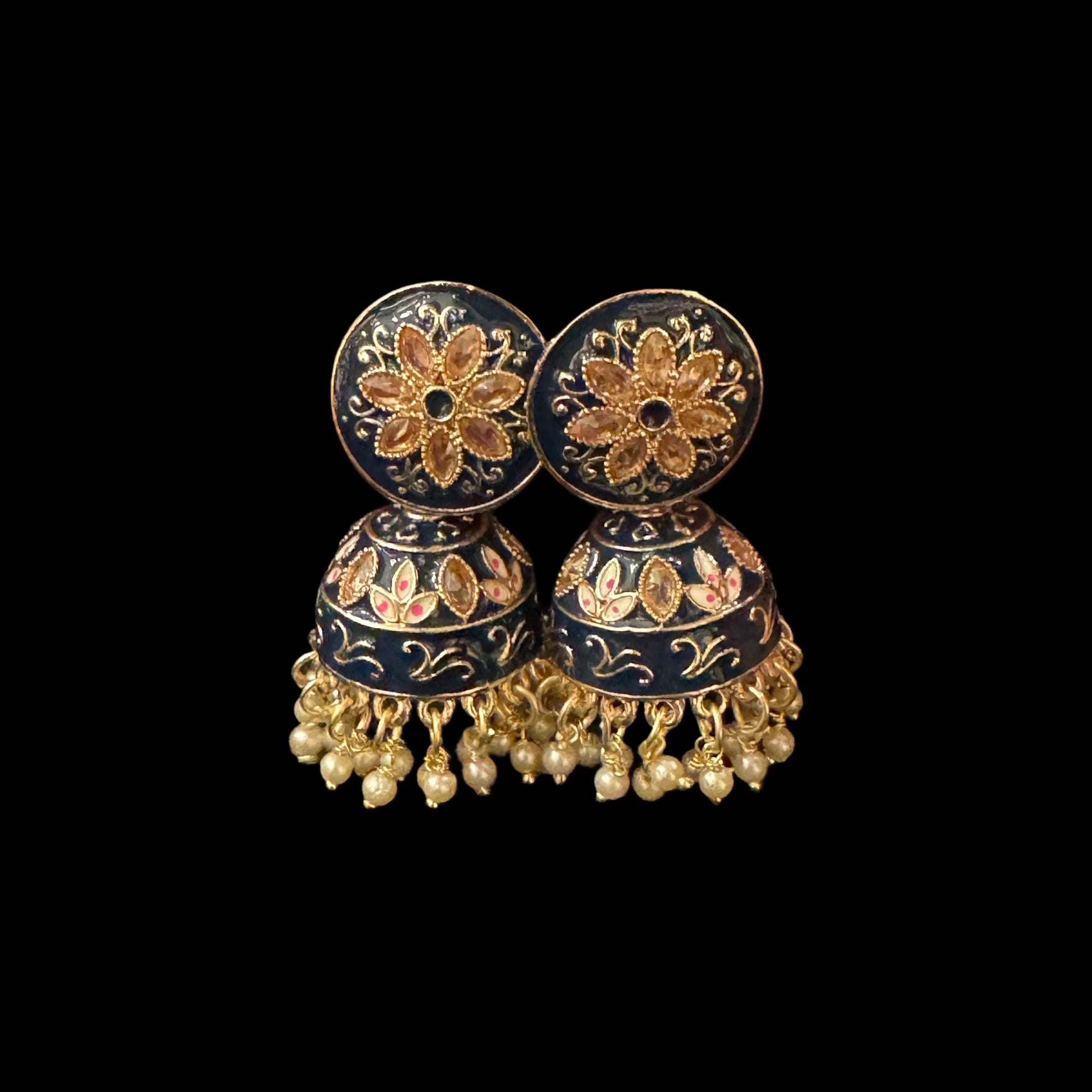DT Meenakari Jhumka Earrings-Many Colors - Vintage India NYC