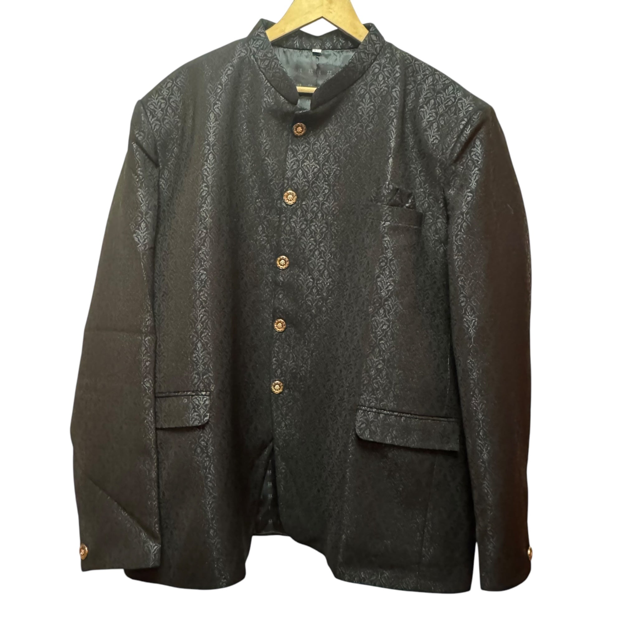 Black Patta Jodhpuri Jacket -Big & Tall - Vintage India NYC