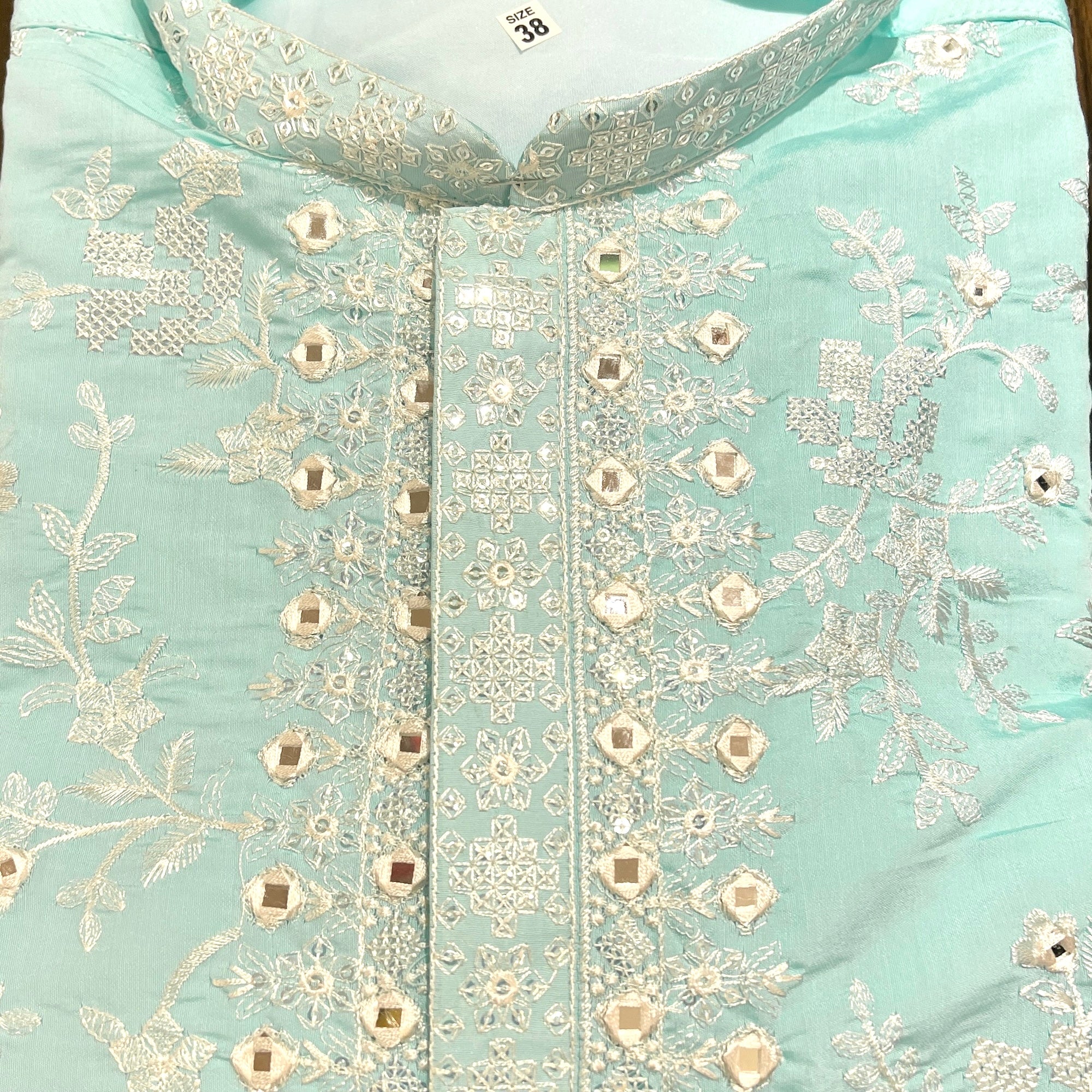 White Embroidered Mirror Kurtas-Colors - Vintage India NYC