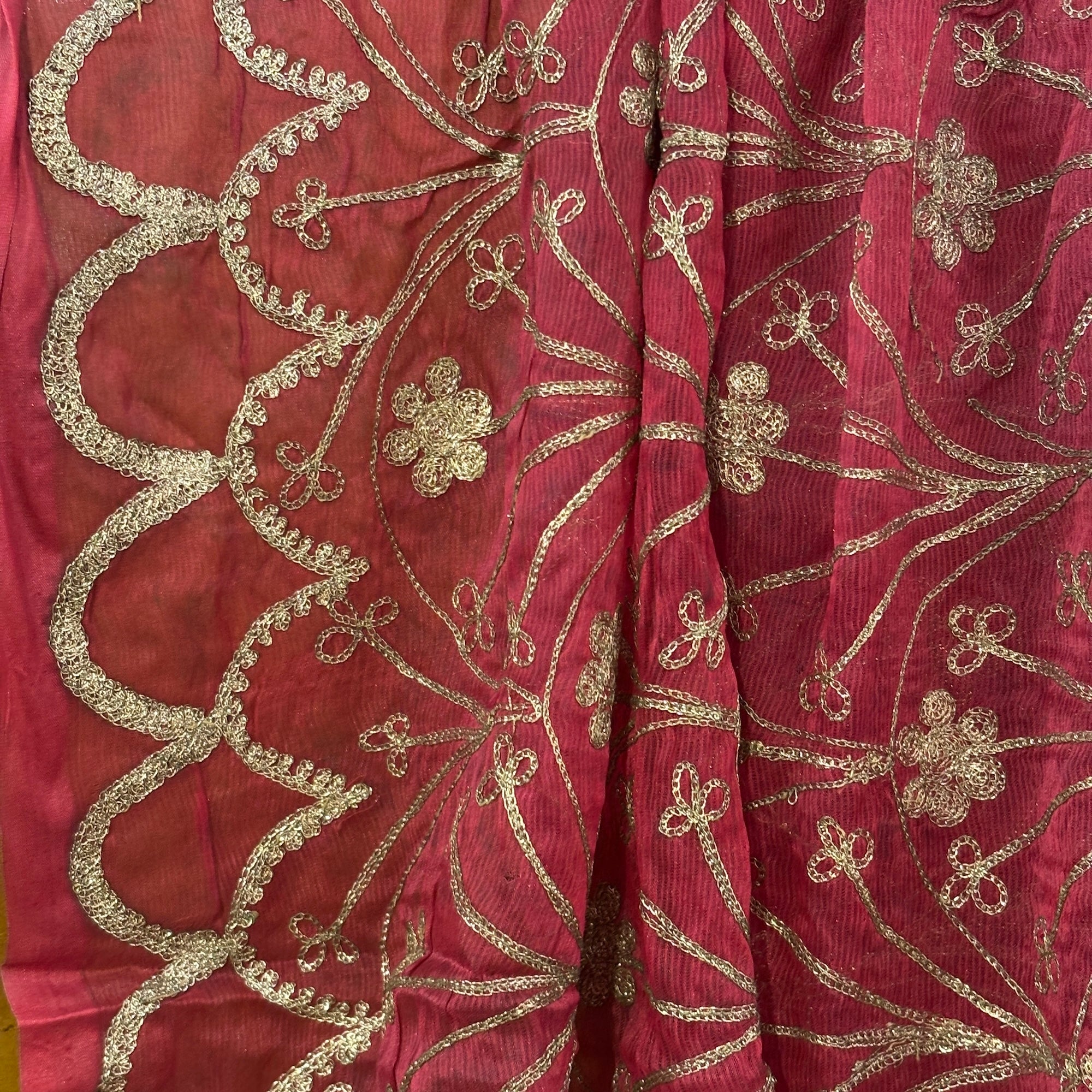 Brick Red Silk Zari Dupatta