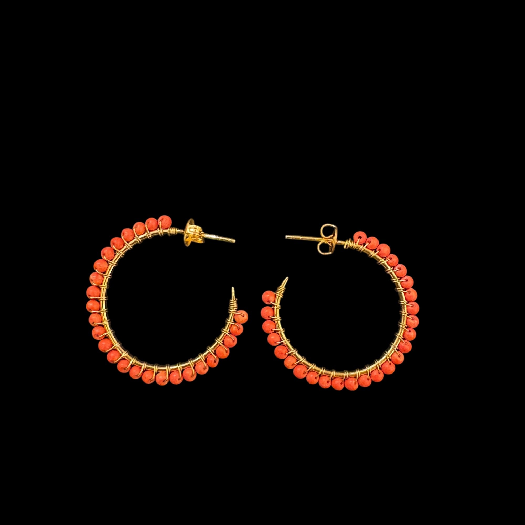 MK Semi Precious Gemstone Hoop Earrings-Colors - Vintage India NYC