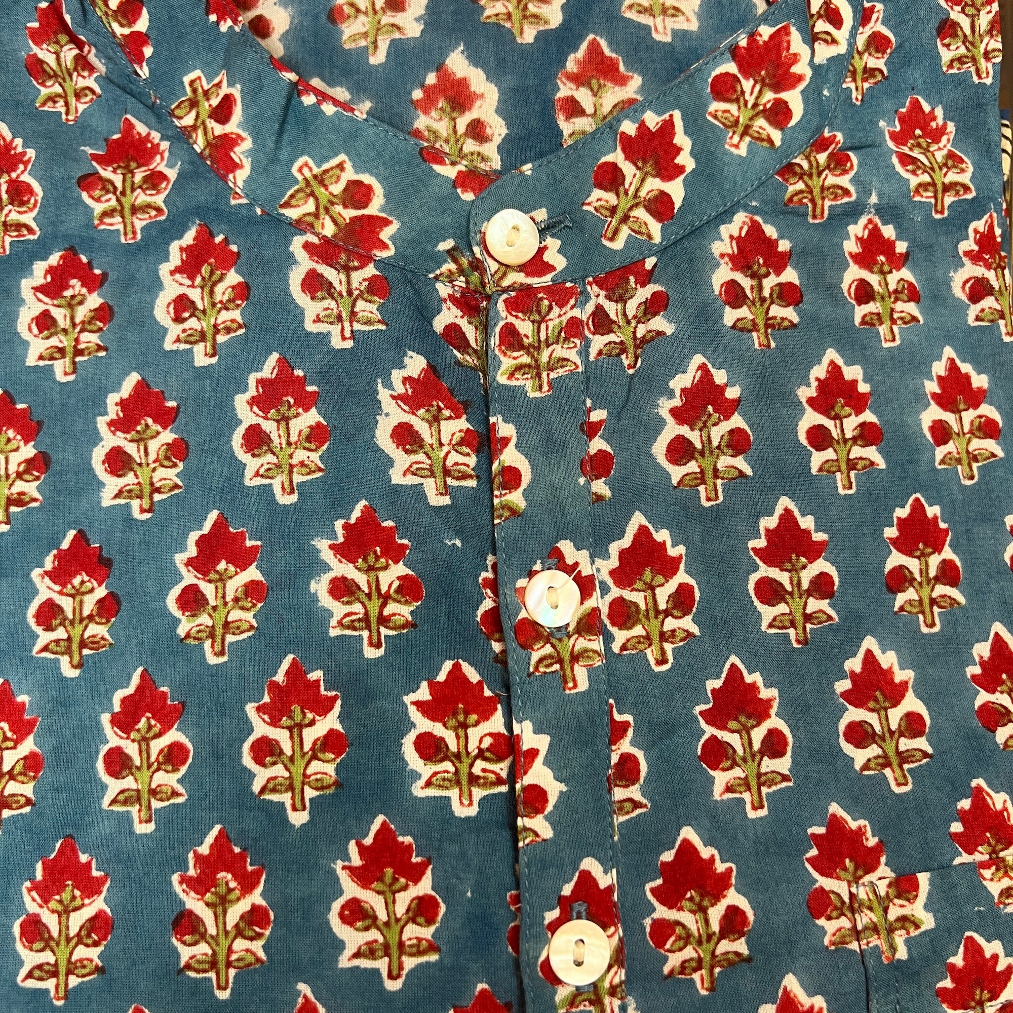 AR Mens Block Print Short Kurta 4 - Vintage India NYC