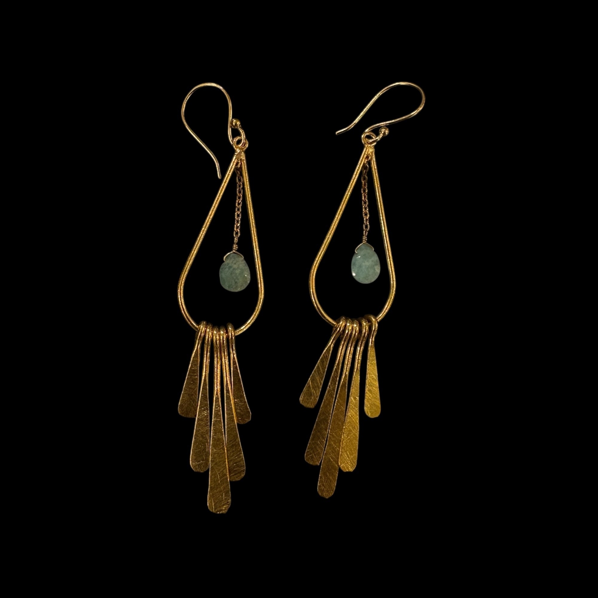 MK Semi Precious Long Drop Teardrop Earrings