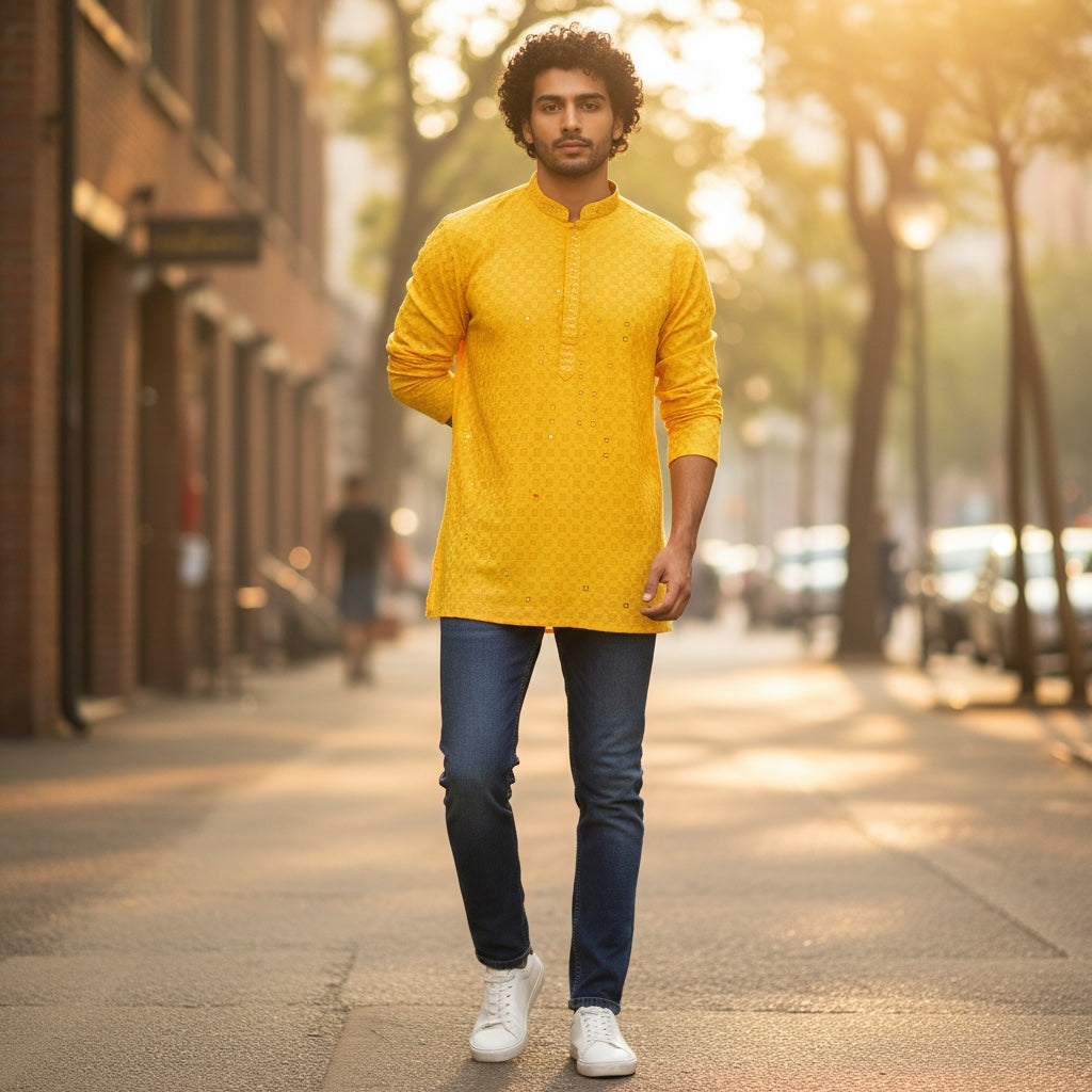 Lucknowi Short Kurta-Colors - Vintage India NYC