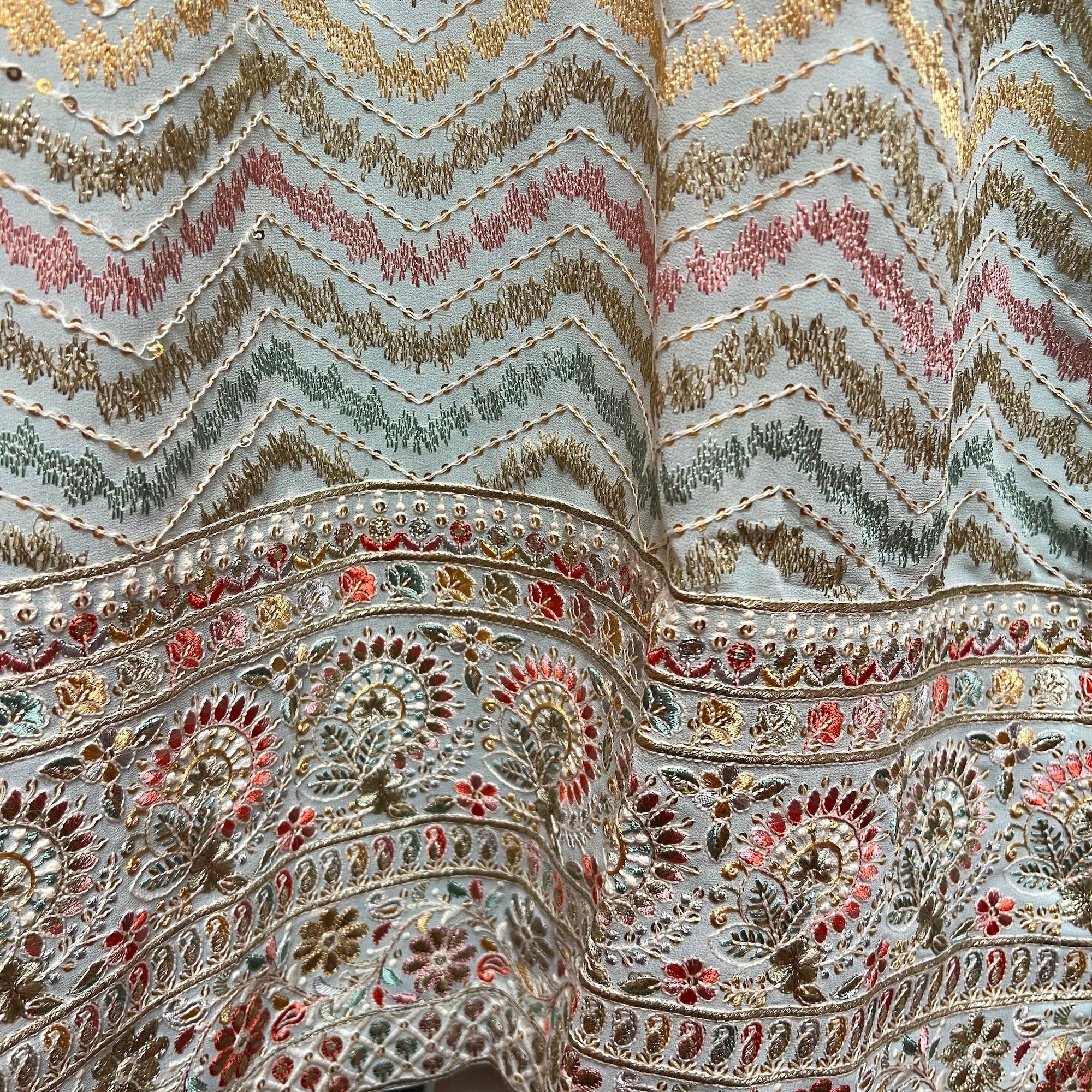 DT Plus Size Pastel Embroidered Palazzo Set-2 Colors - Vintage India NYC