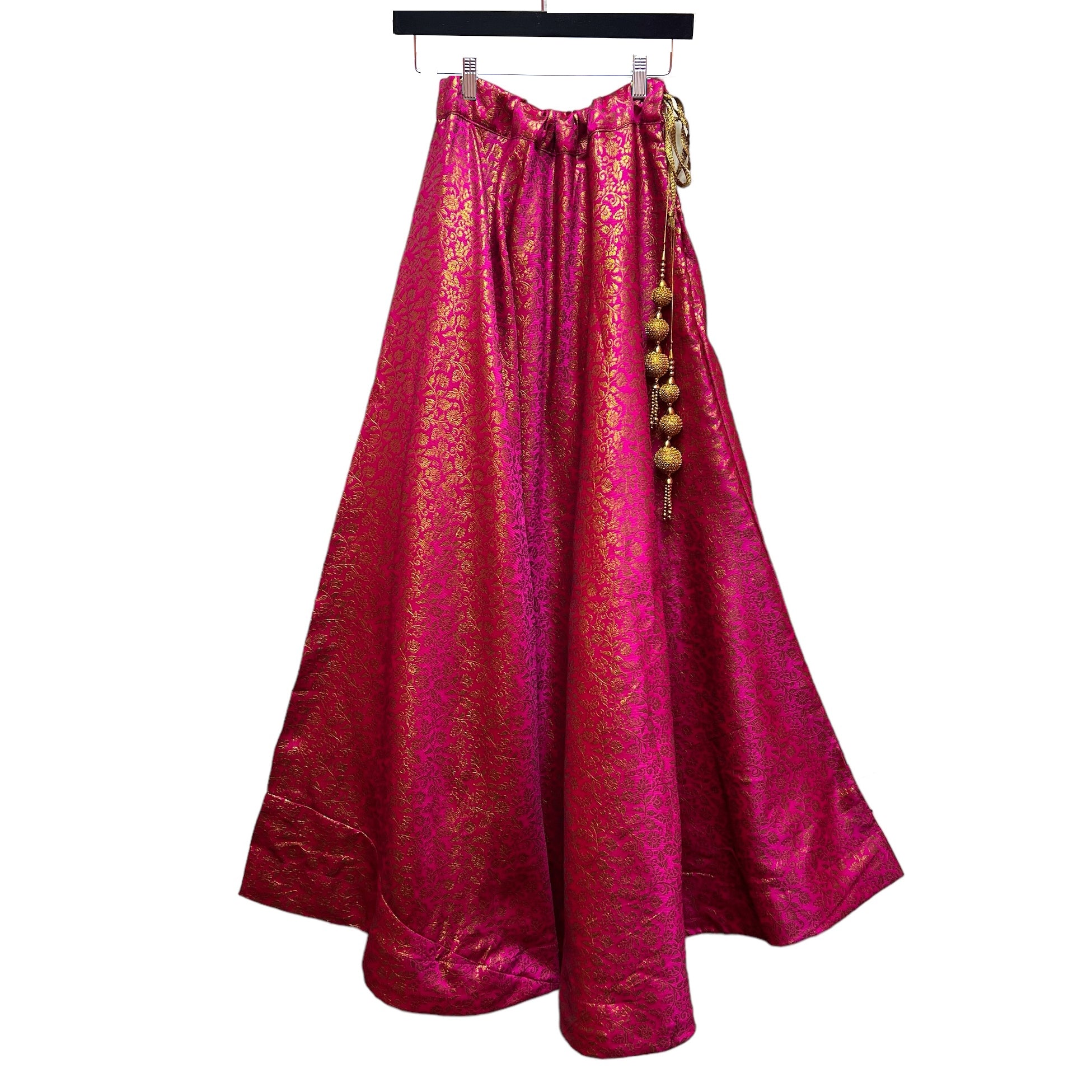 DT Bright Pink Brocade Floral Lehengas- 2 Styles/Lengths - Vintage India NYC