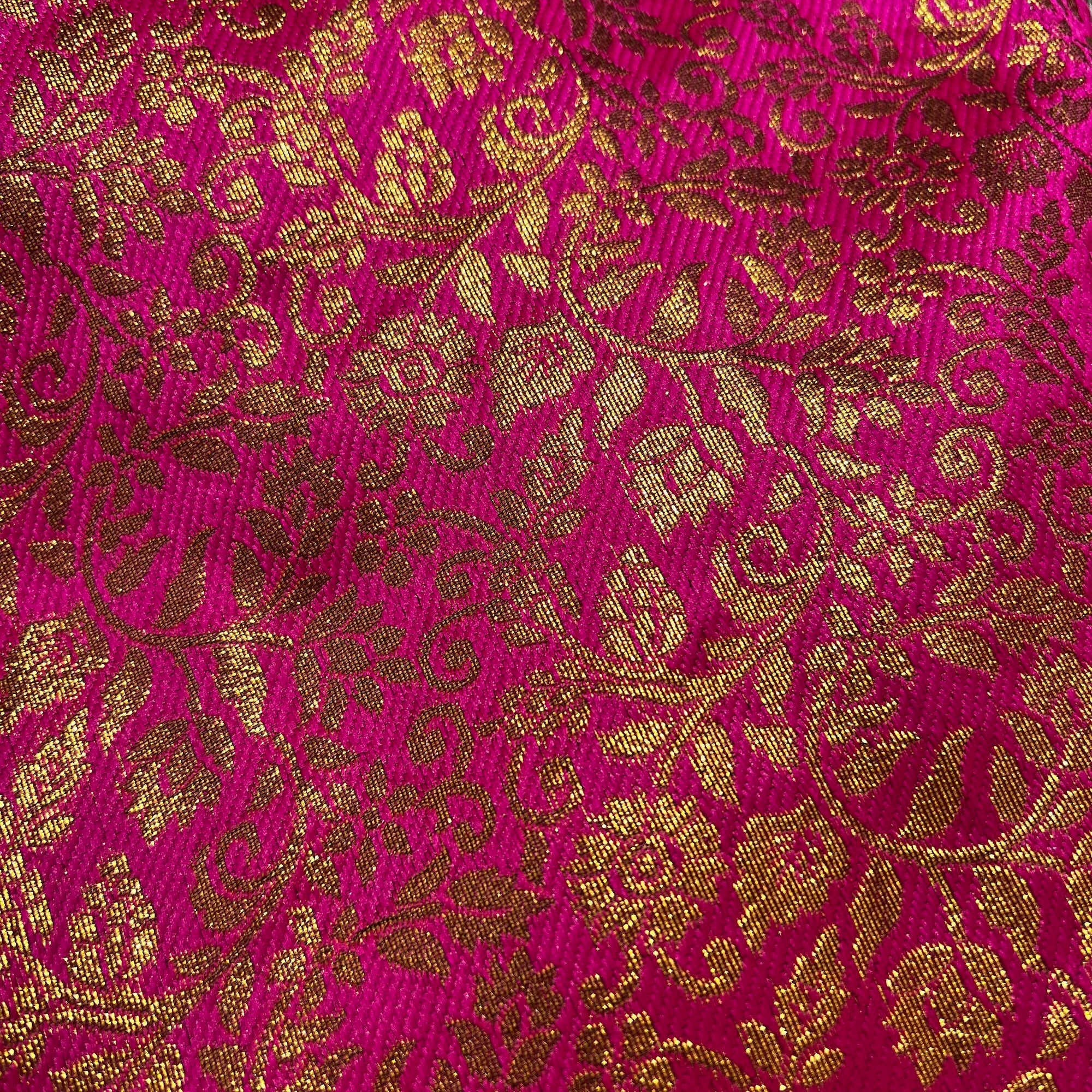 DT Bright Pink Brocade Floral Lehengas- 2 Styles/Lengths - Vintage India NYC